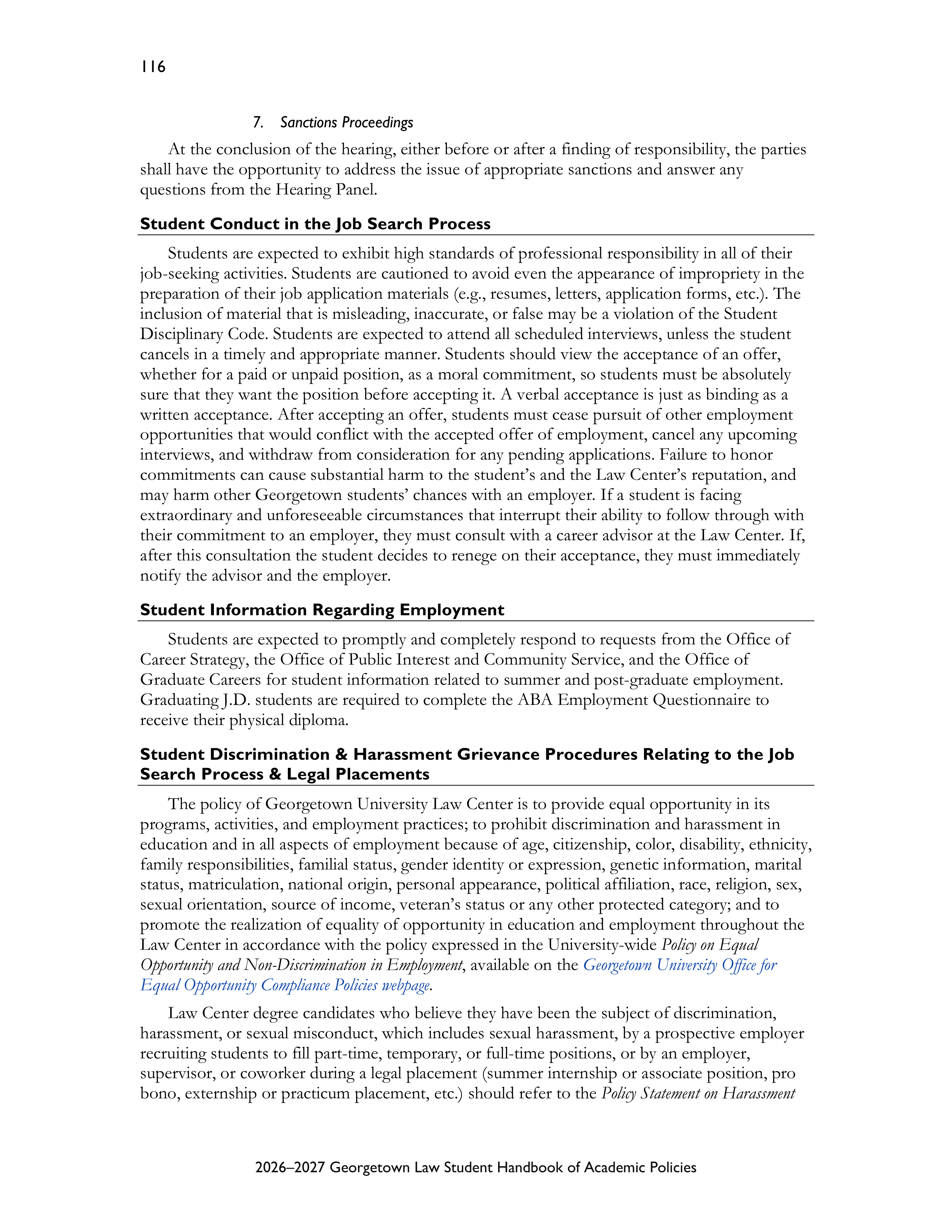 Georgetown University Law Student Handbook of Academic Policies Handbook — page 122