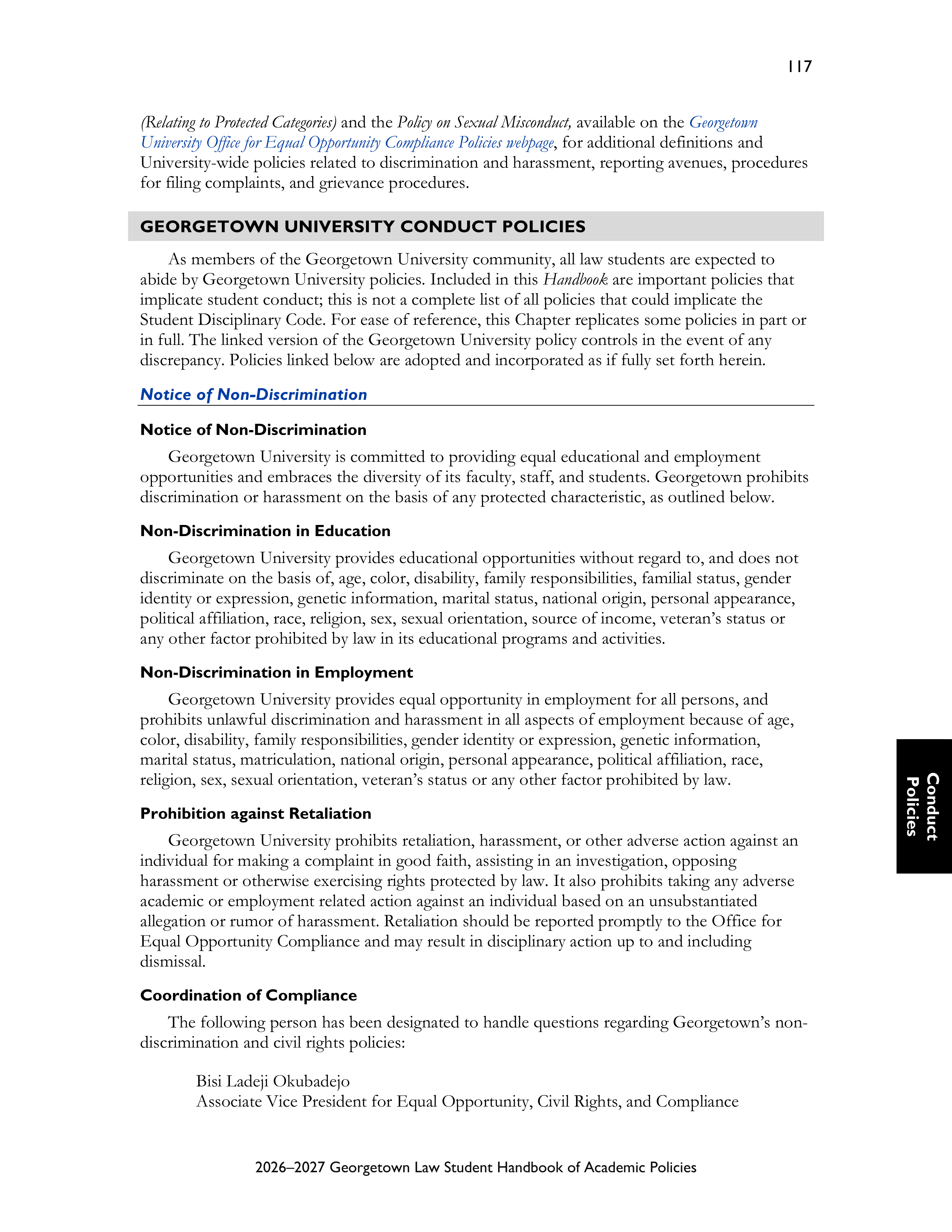 Georgetown University Law Student Handbook of Academic Policies Handbook — page 123
