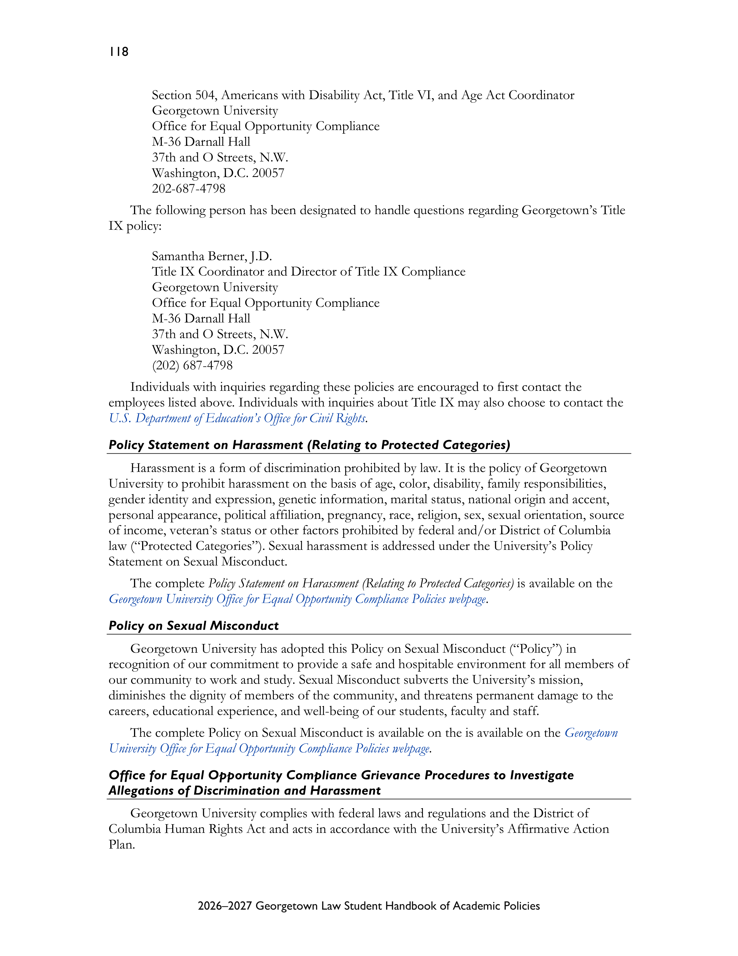 Georgetown University Law Student Handbook of Academic Policies Handbook — page 124