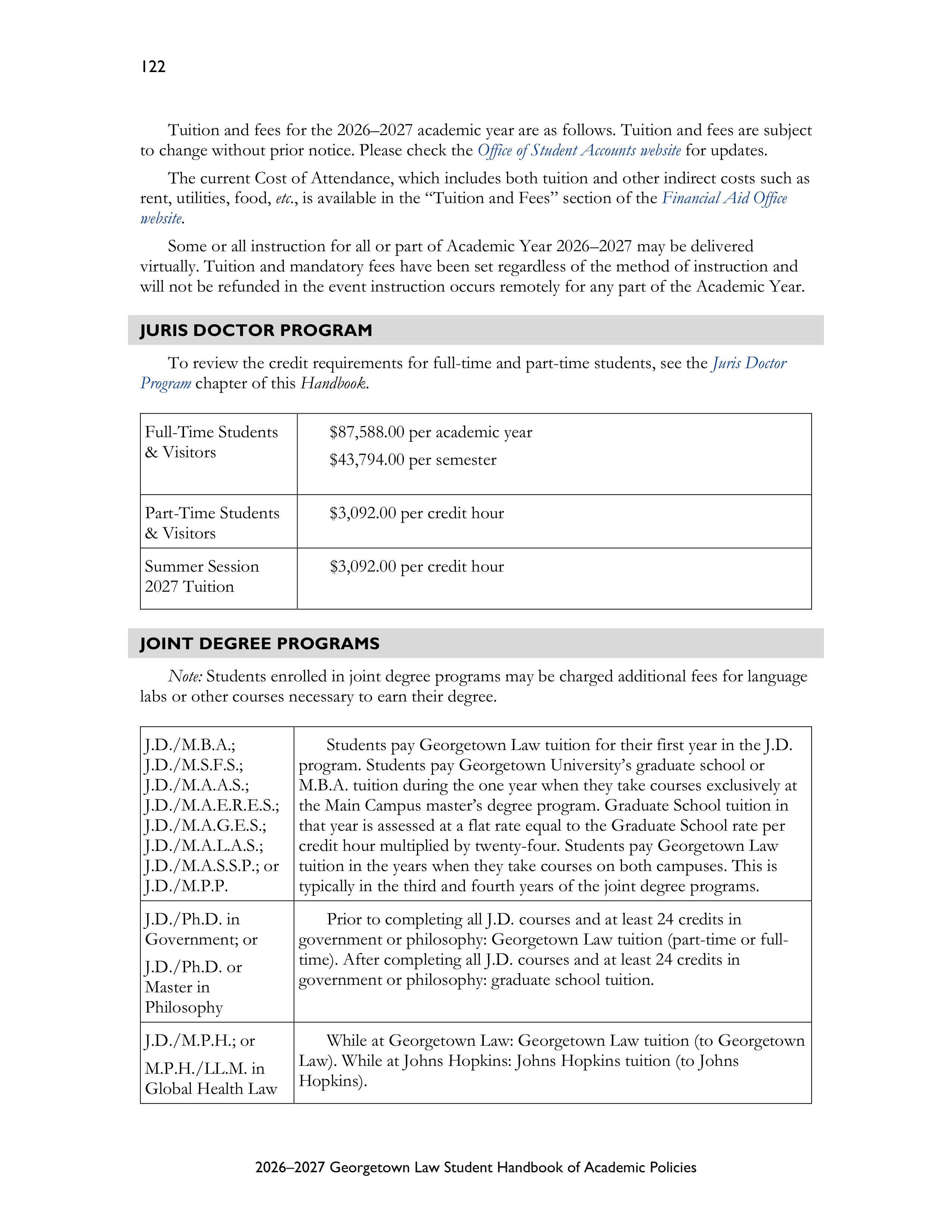 Georgetown University Law Student Handbook of Academic Policies Handbook — page 128
