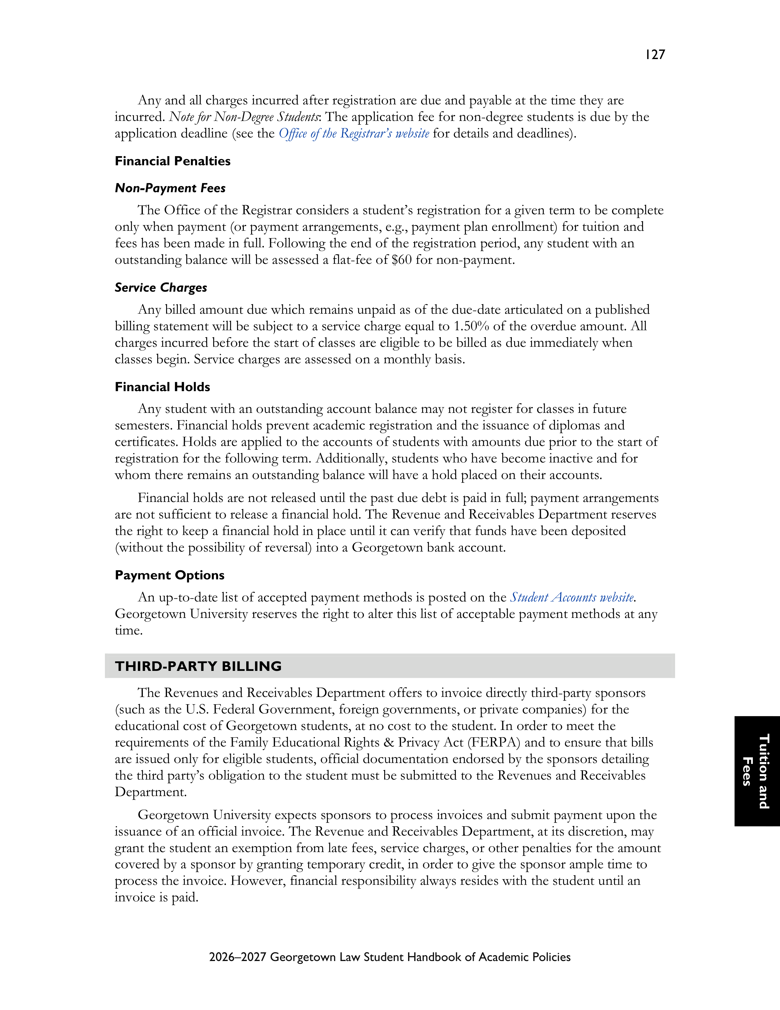 Georgetown University Law Student Handbook of Academic Policies Handbook — page 133