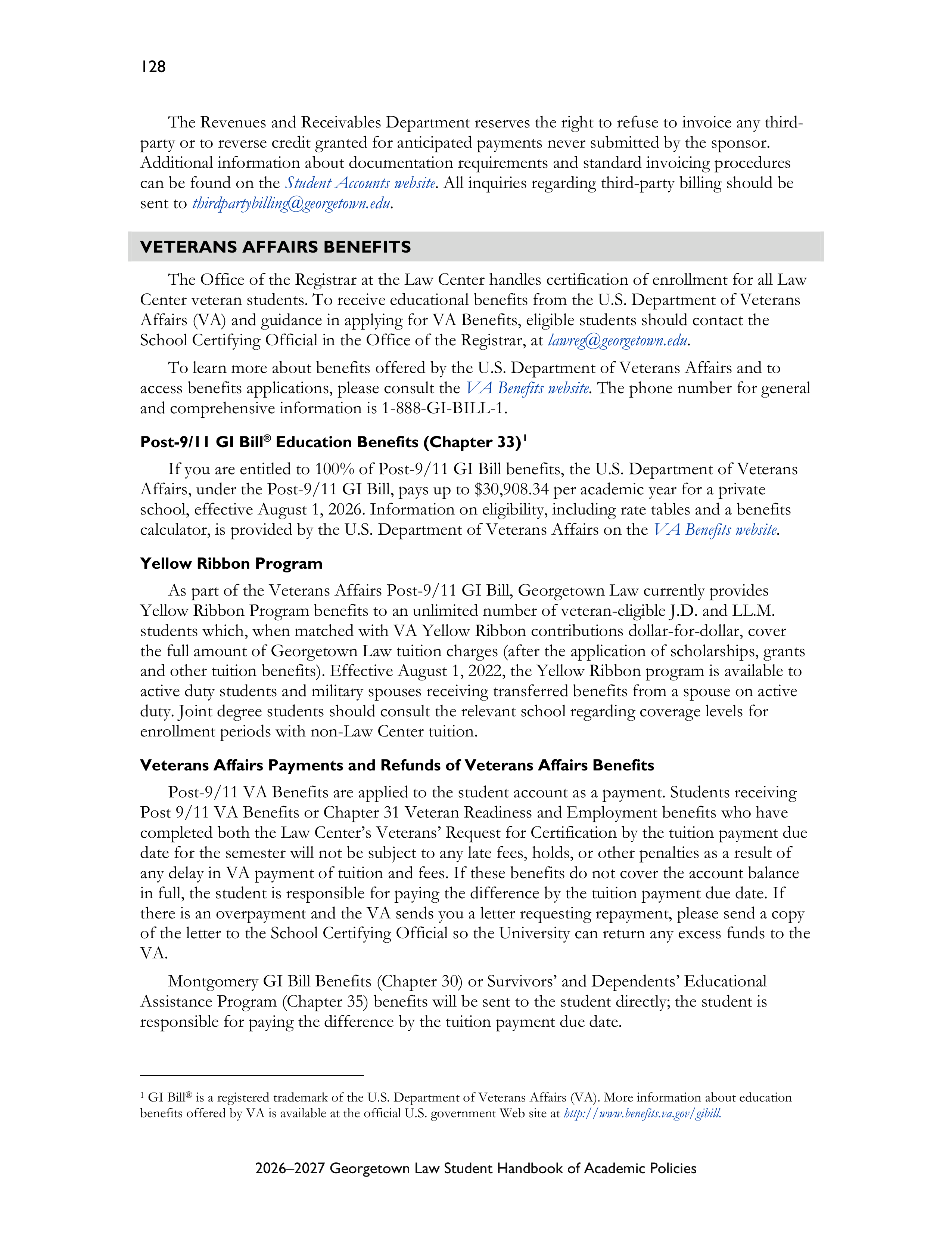 Georgetown University Law Student Handbook of Academic Policies Handbook — page 134