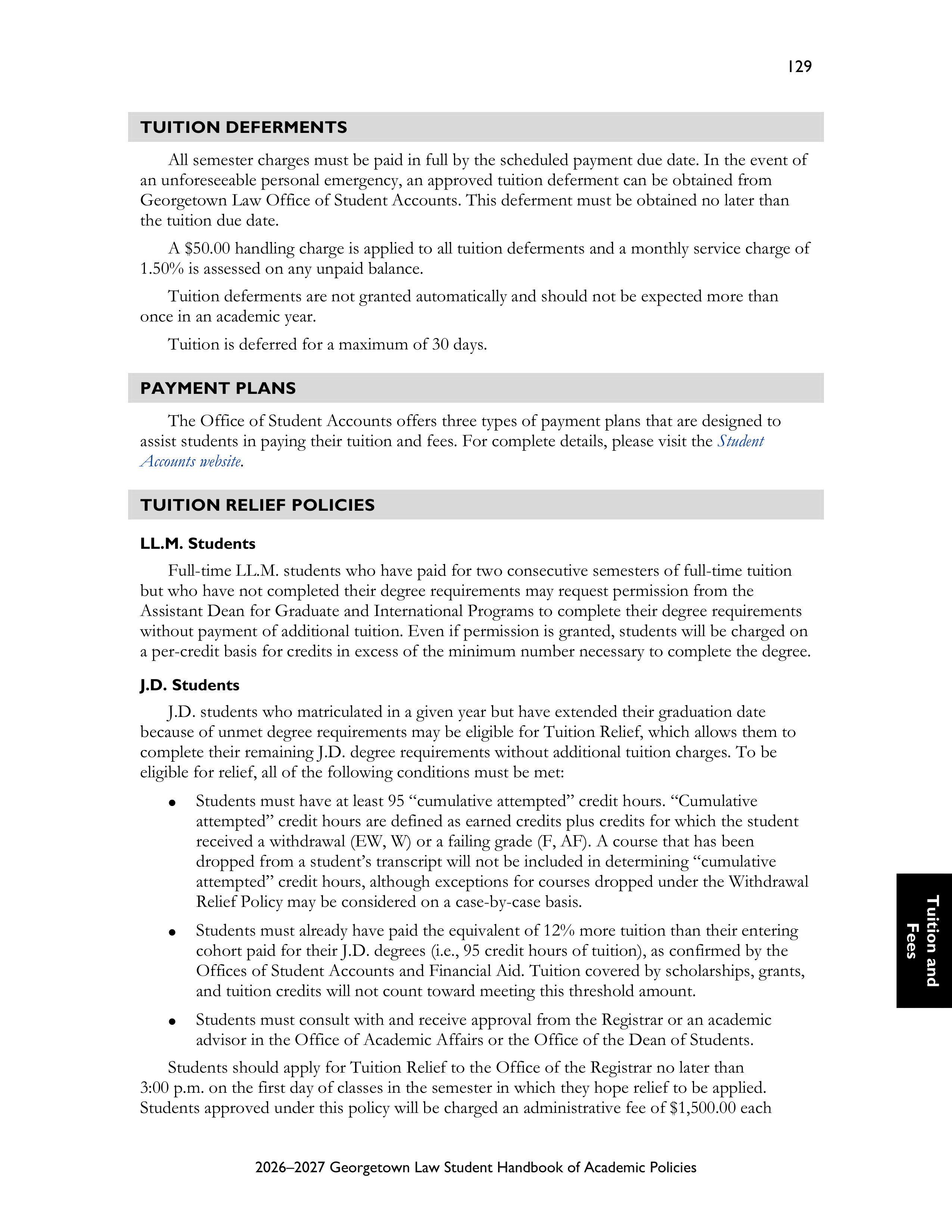 Georgetown University Law Student Handbook of Academic Policies Handbook — page 135