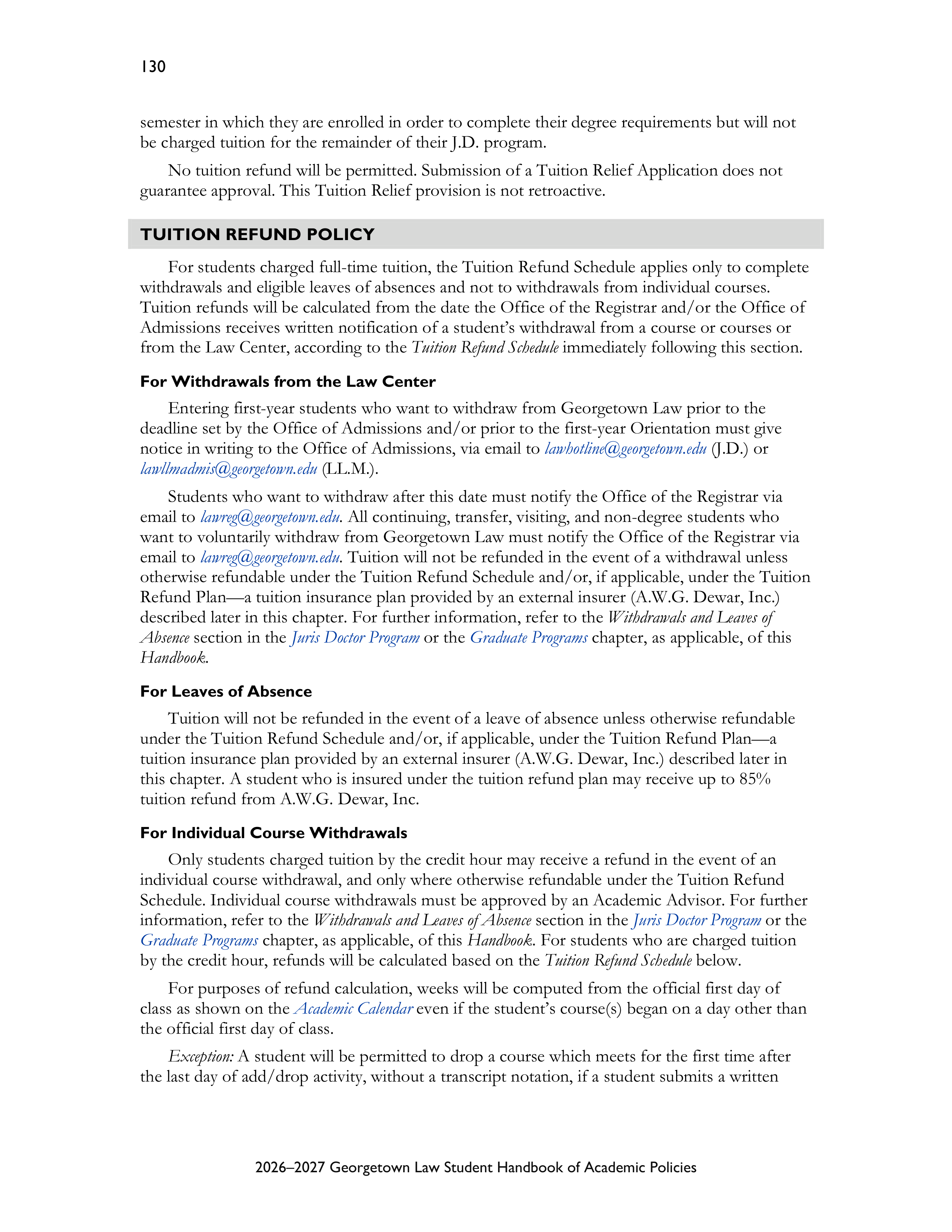 Georgetown University Law Student Handbook of Academic Policies Handbook — page 136