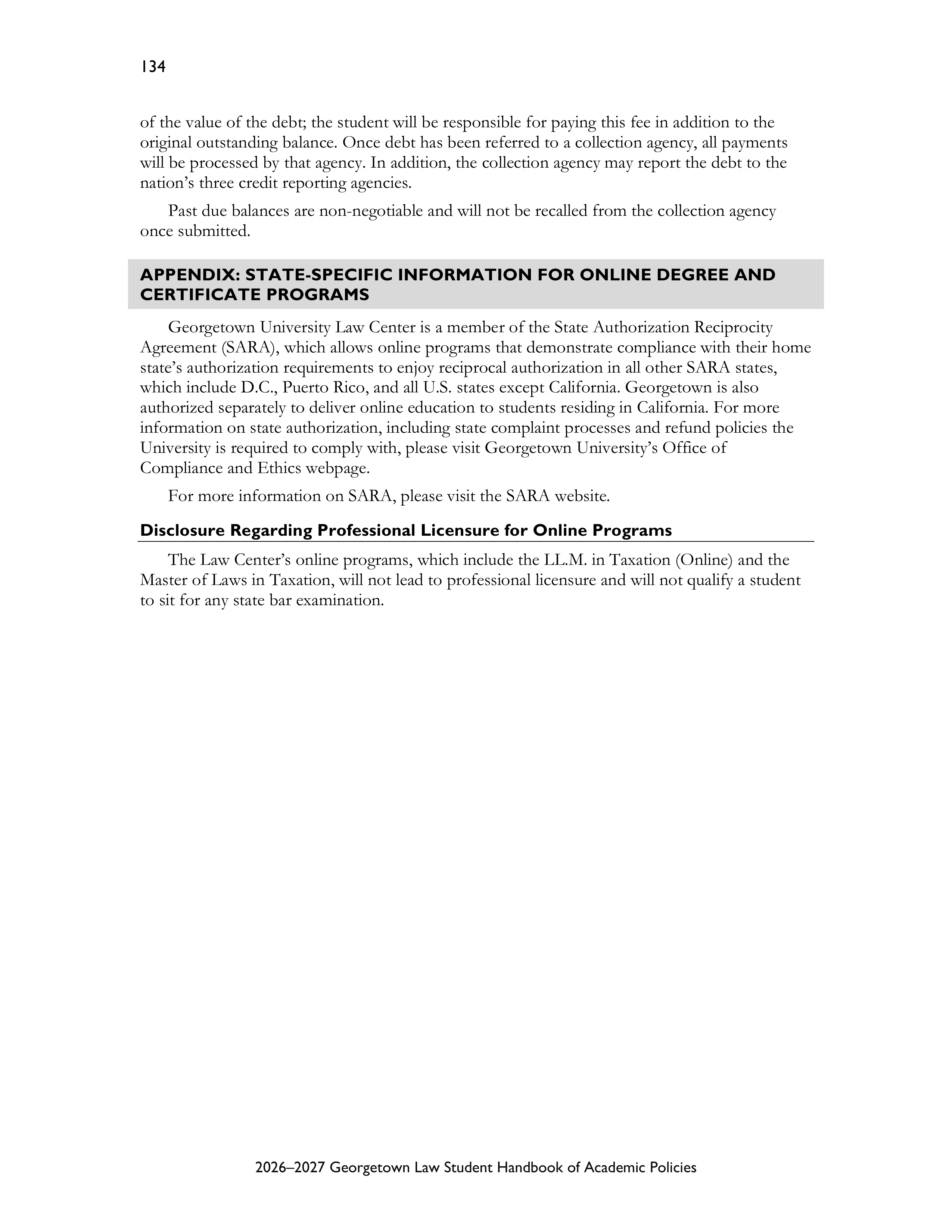 Georgetown University Law Student Handbook of Academic Policies Handbook — page 140