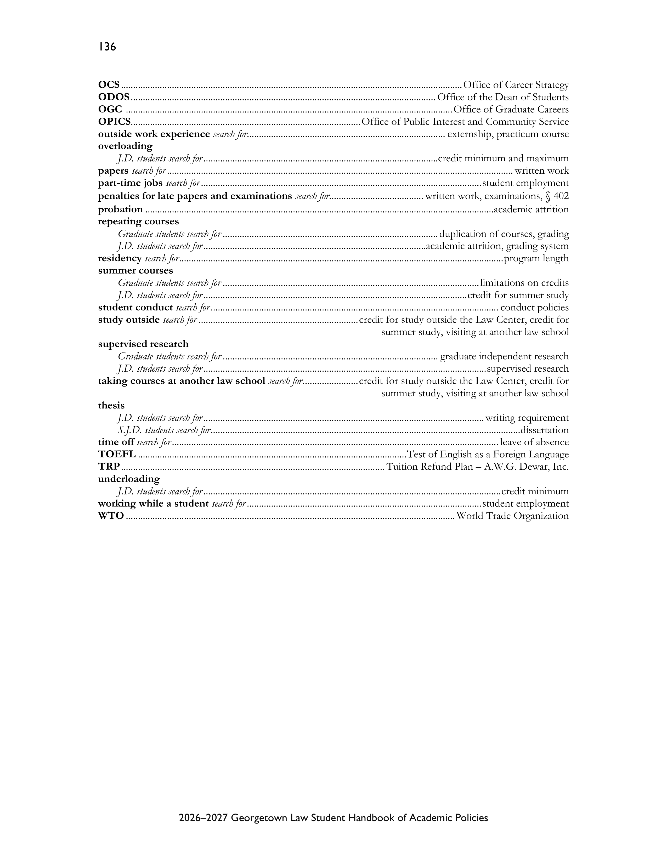 Georgetown University Law Student Handbook of Academic Policies Handbook — page 142