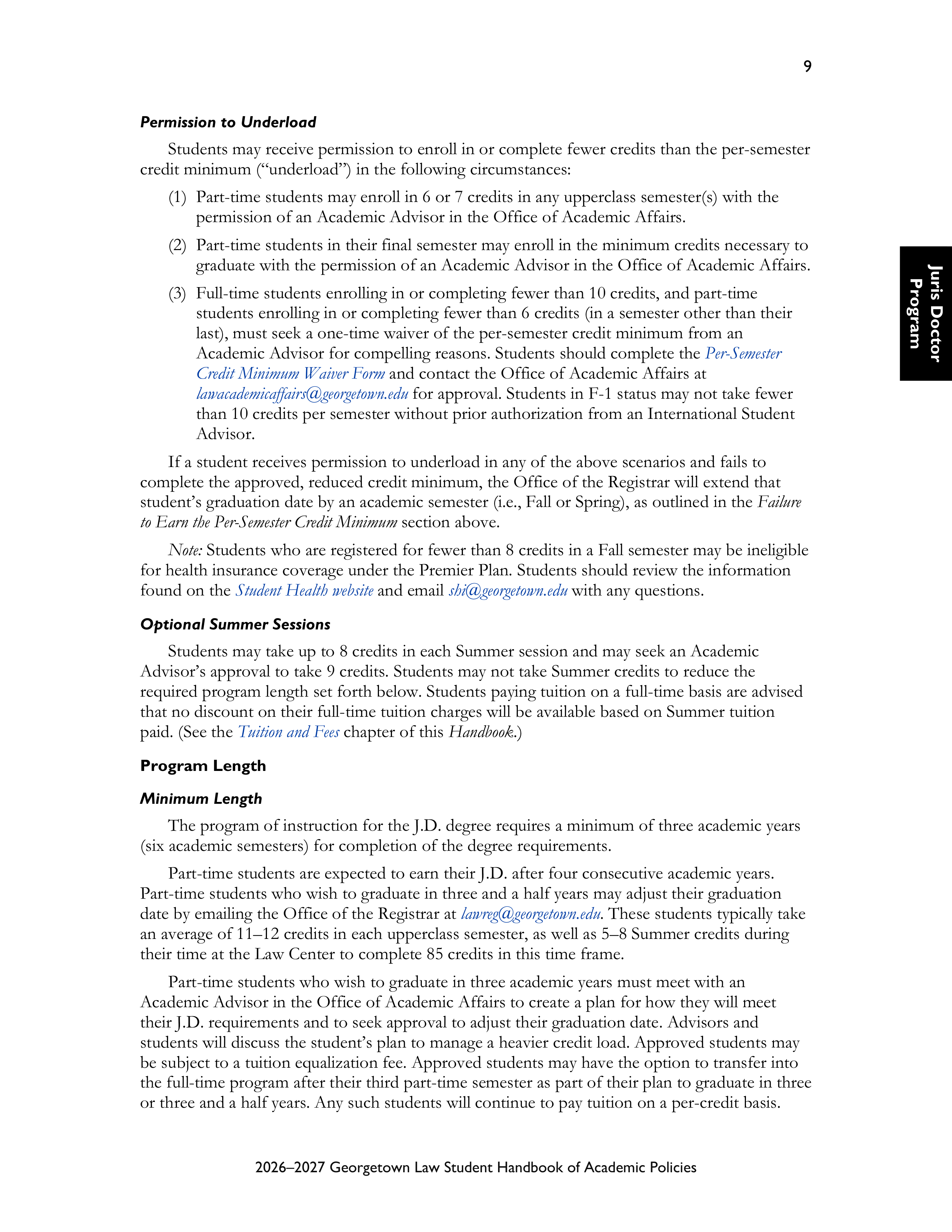 Georgetown University Law Student Handbook of Academic Policies Handbook — page 15