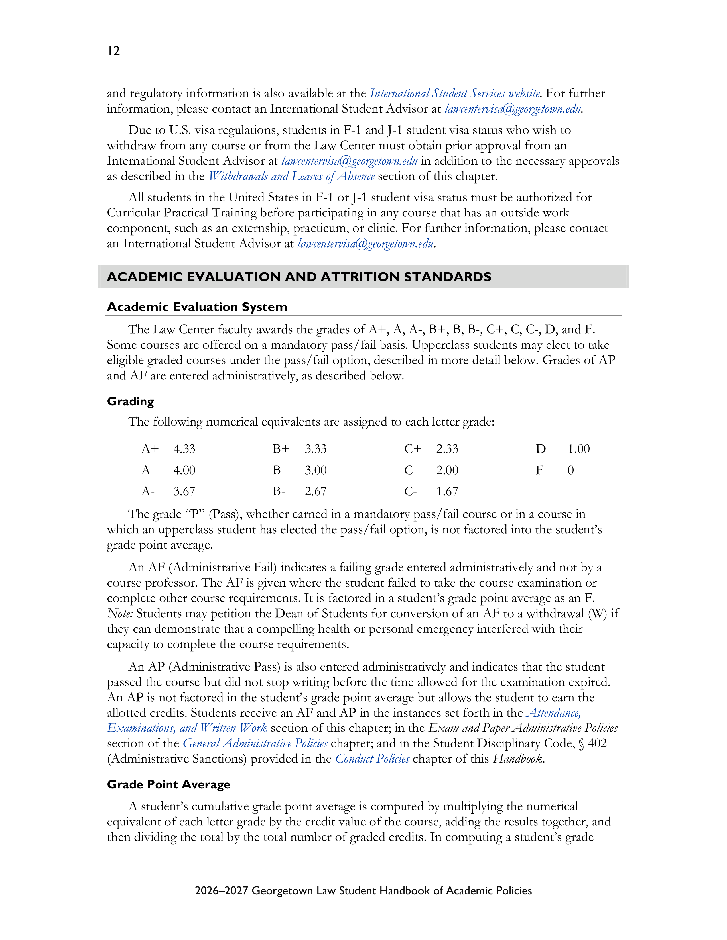 Georgetown University Law Student Handbook of Academic Policies Handbook — page 18