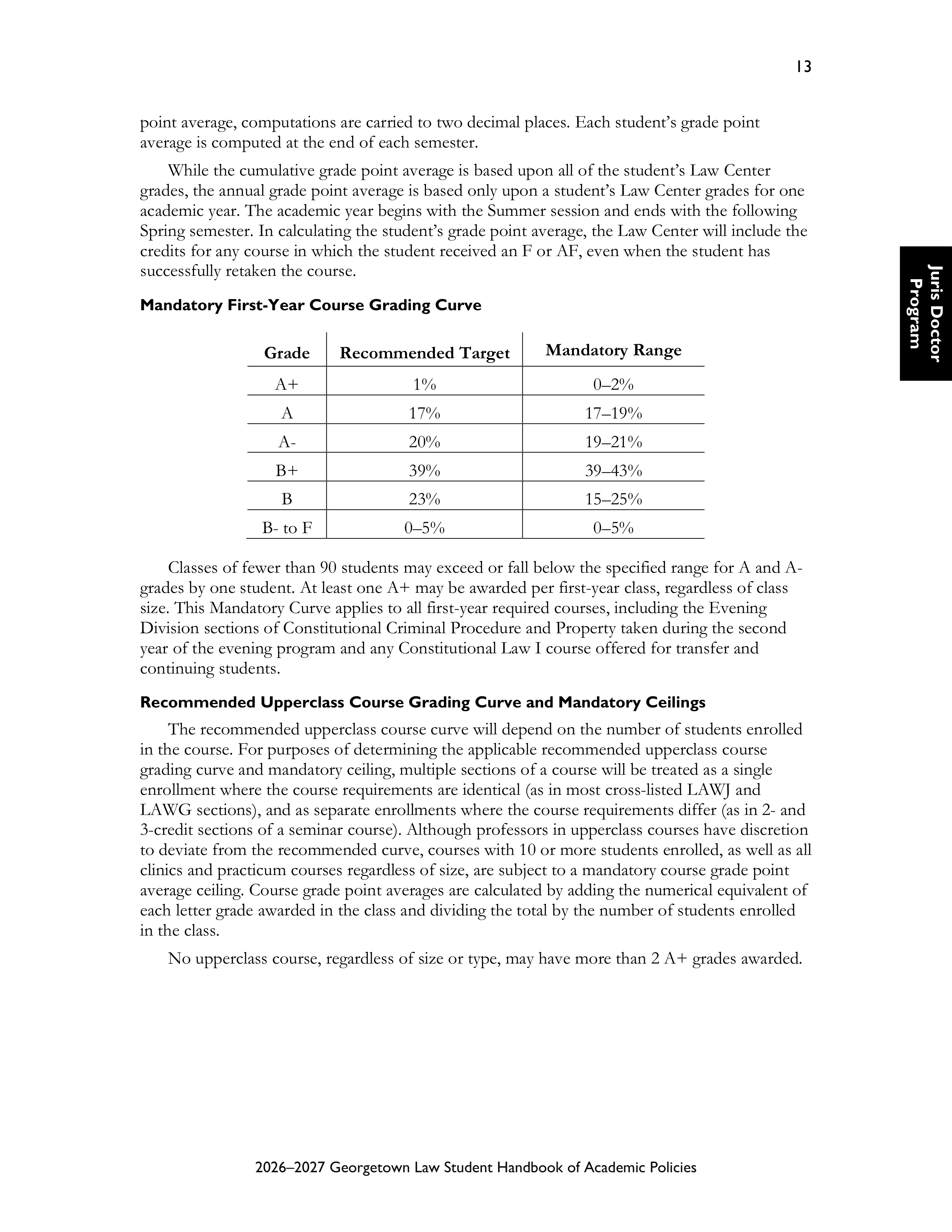 Georgetown University Law Student Handbook of Academic Policies Handbook — page 19