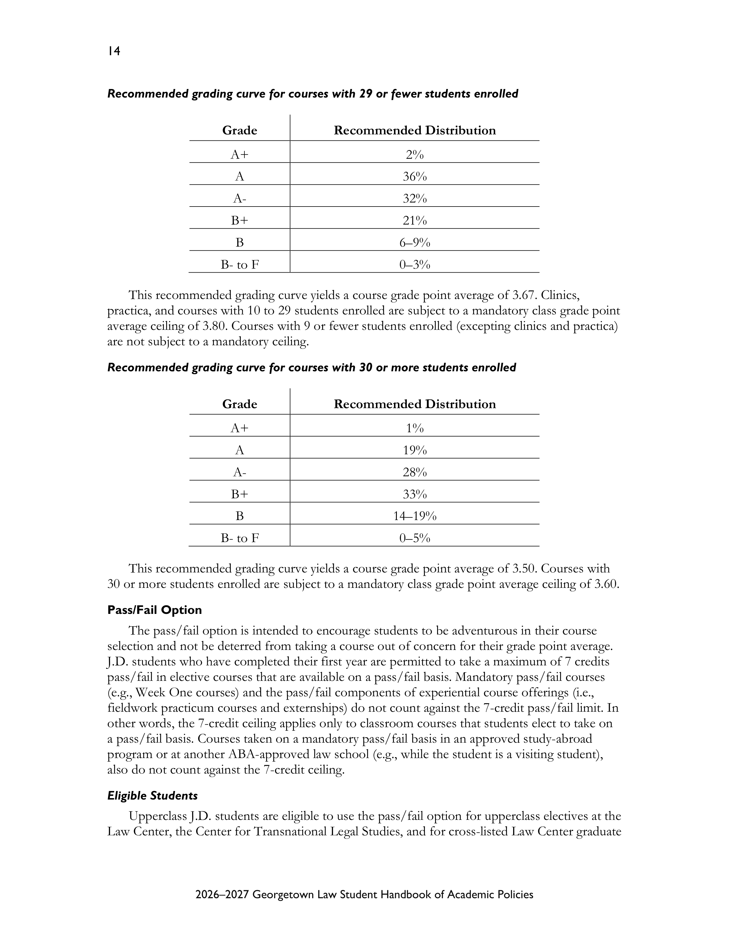 Georgetown University Law Student Handbook of Academic Policies Handbook — page 20
