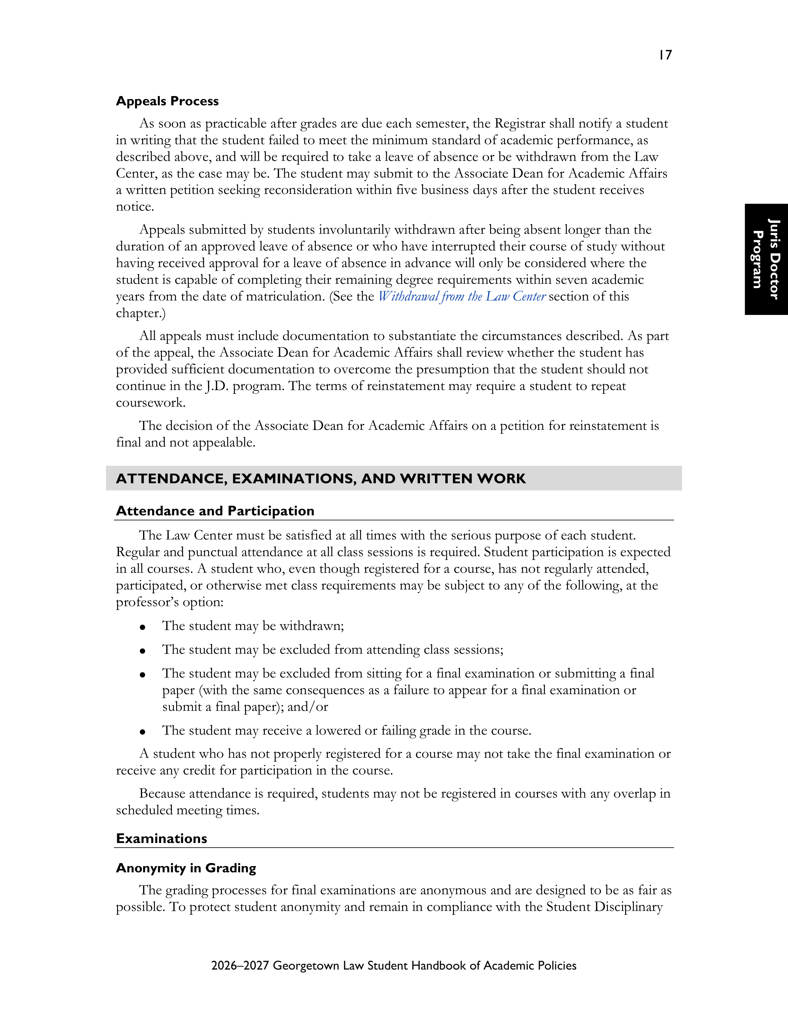 Georgetown University Law Student Handbook of Academic Policies Handbook — page 23
