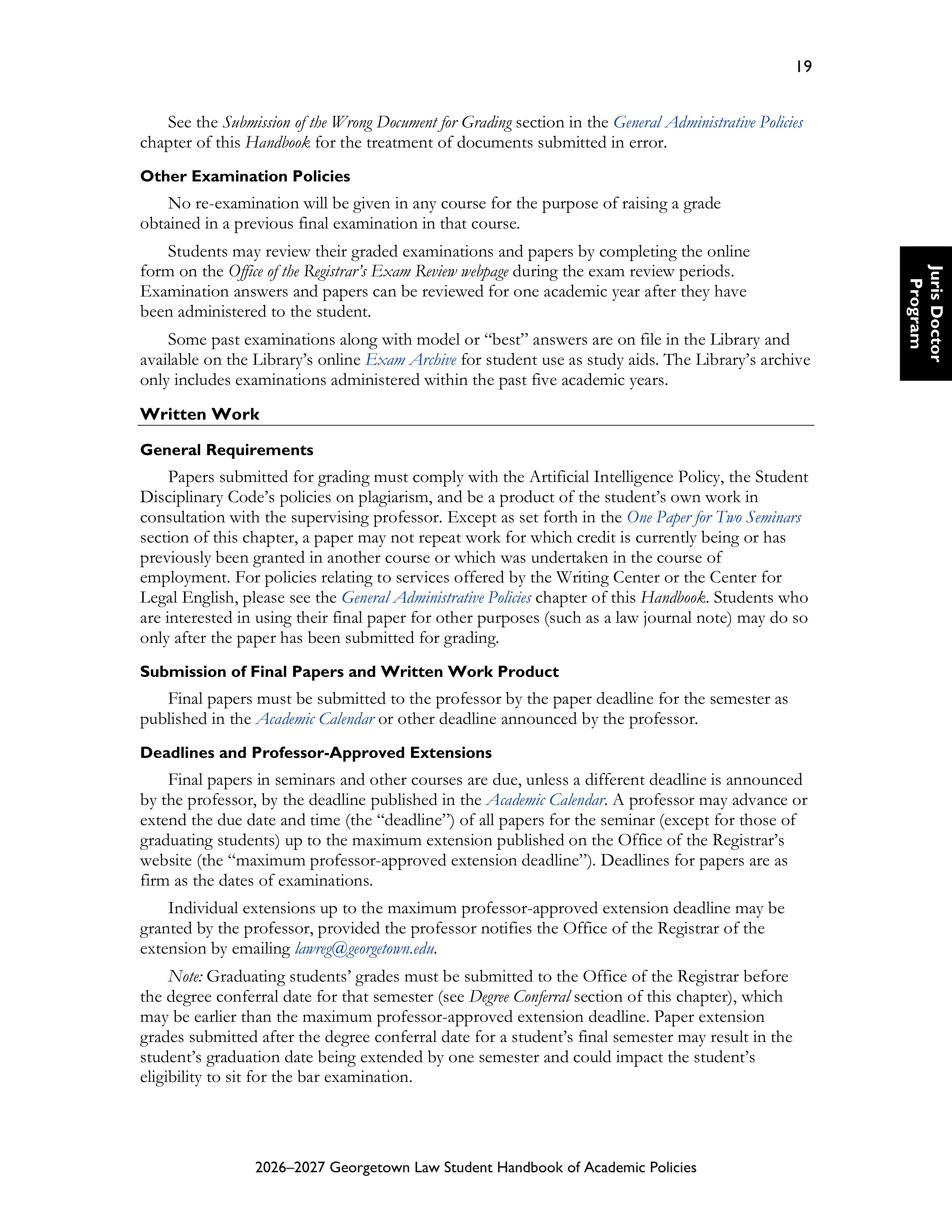 Georgetown University Law Student Handbook of Academic Policies Handbook — page 25