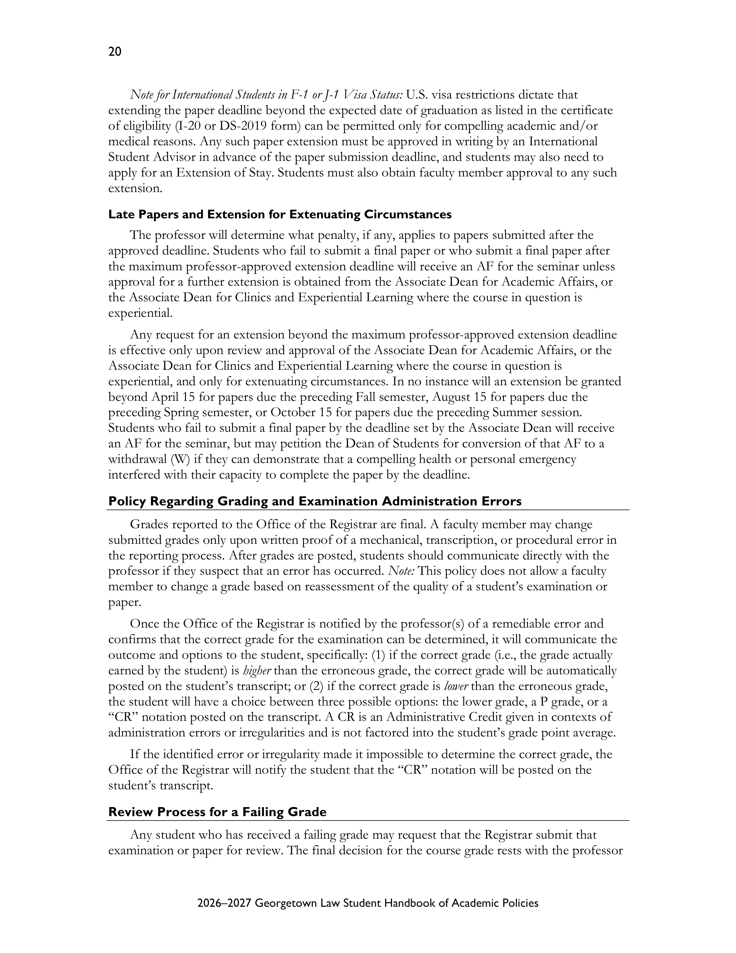 Georgetown University Law Student Handbook of Academic Policies Handbook — page 26