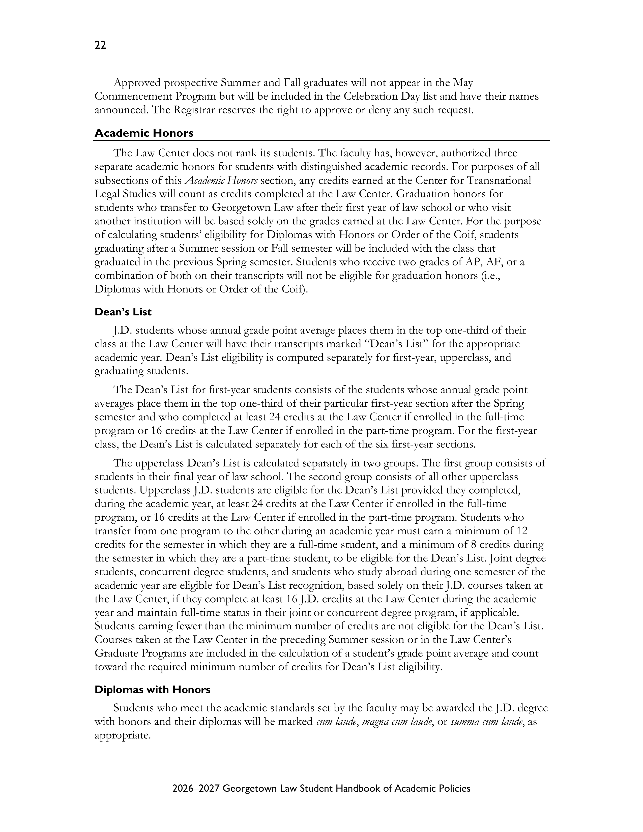 Georgetown University Law Student Handbook of Academic Policies Handbook — page 28