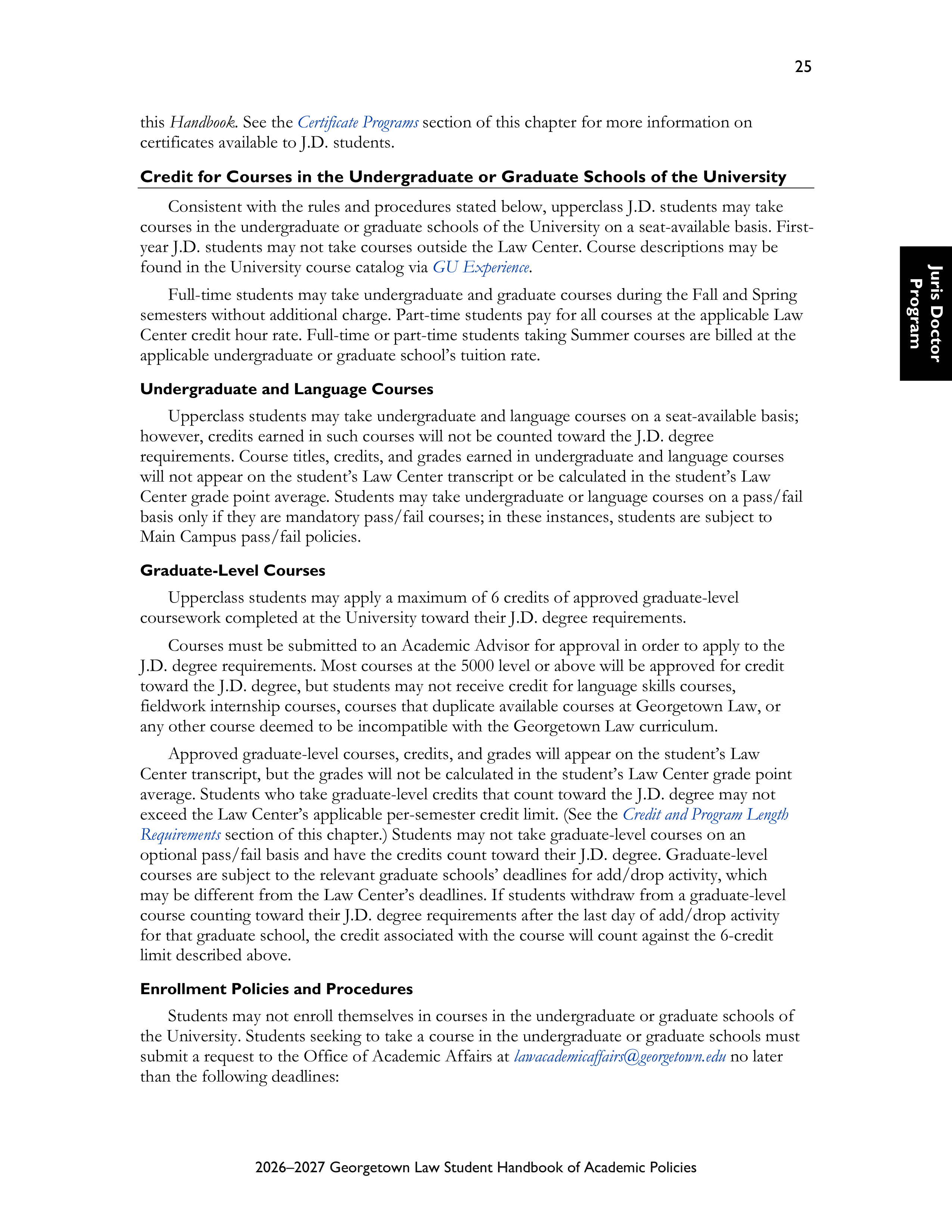 Georgetown University Law Student Handbook of Academic Policies Handbook — page 31