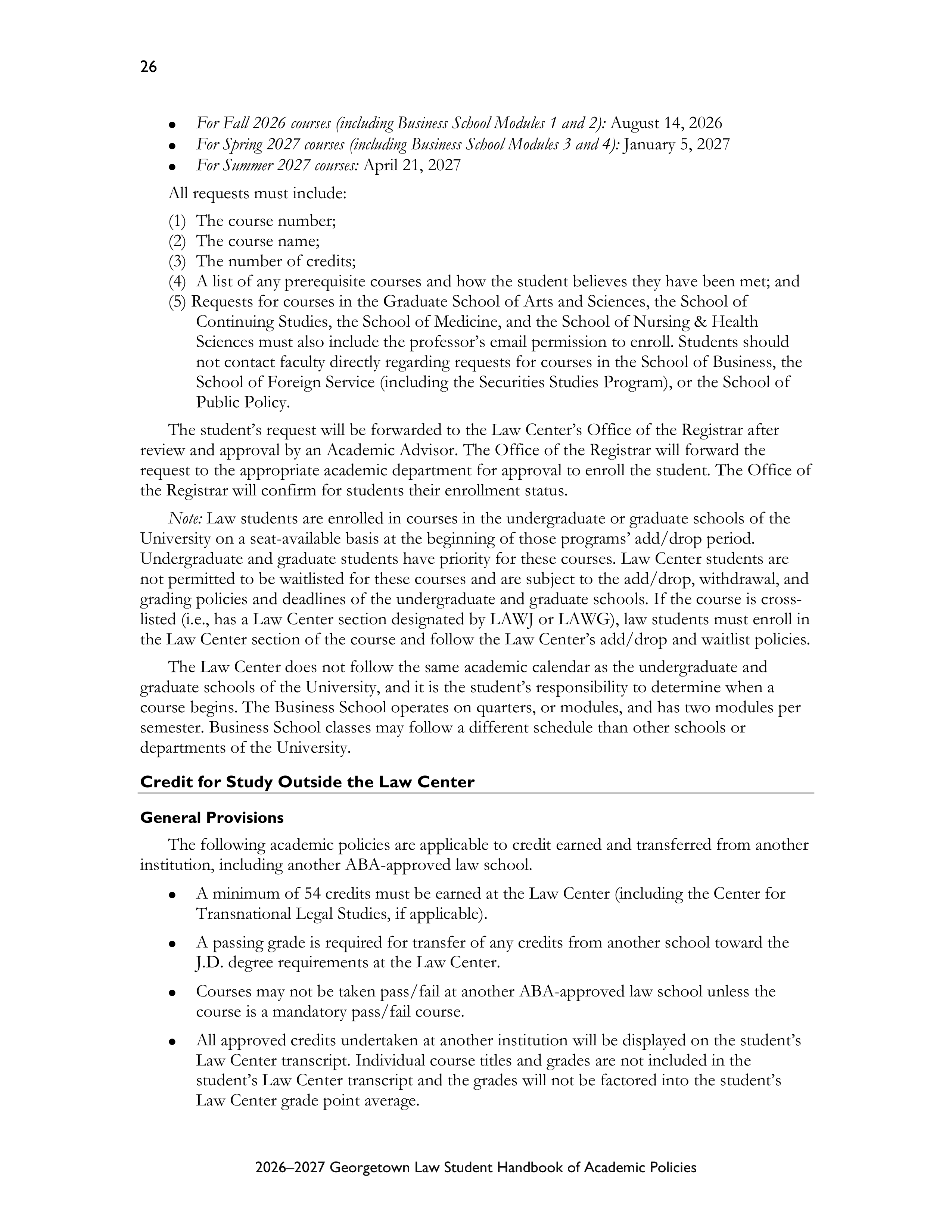 Georgetown University Law Student Handbook of Academic Policies Handbook — page 32