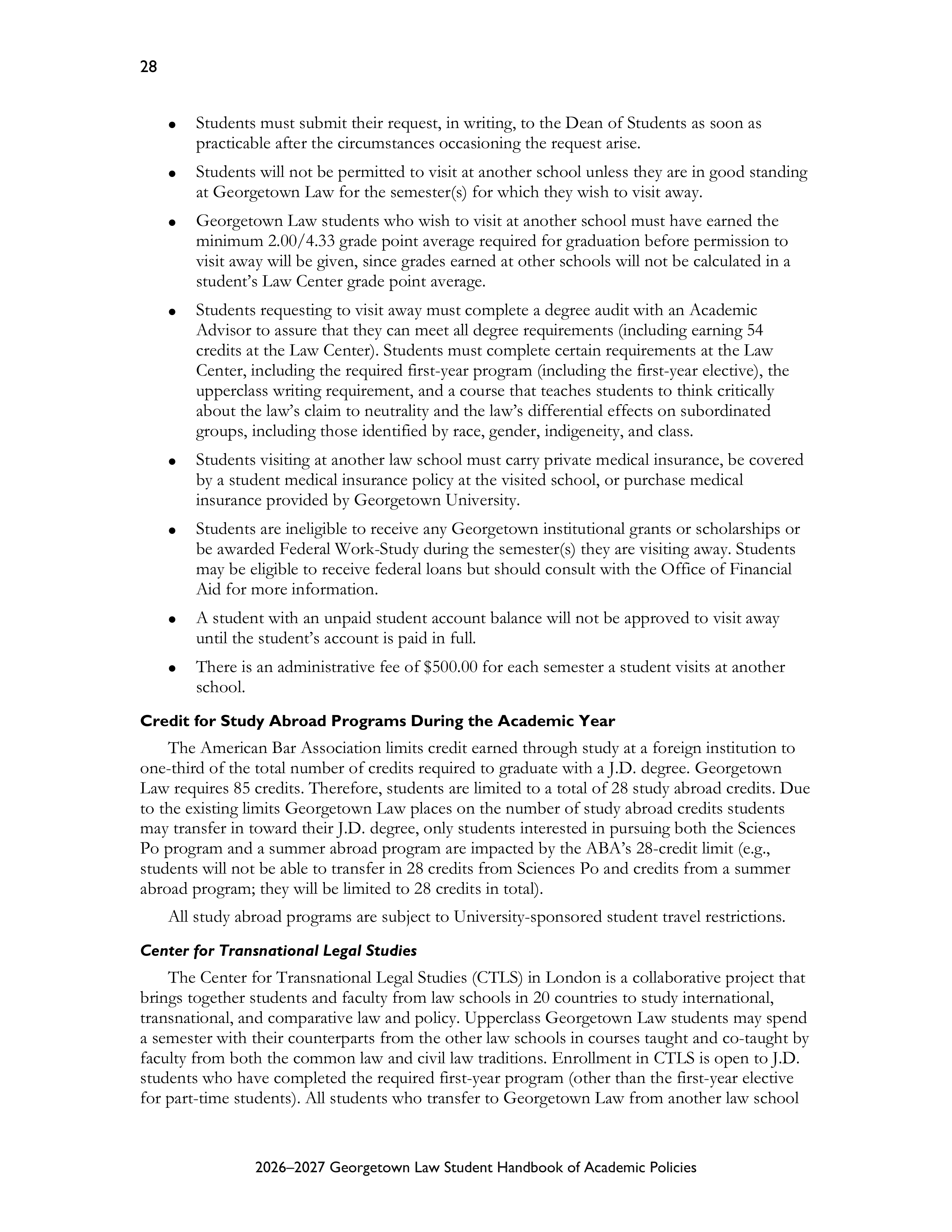 Georgetown University Law Student Handbook of Academic Policies Handbook — page 34