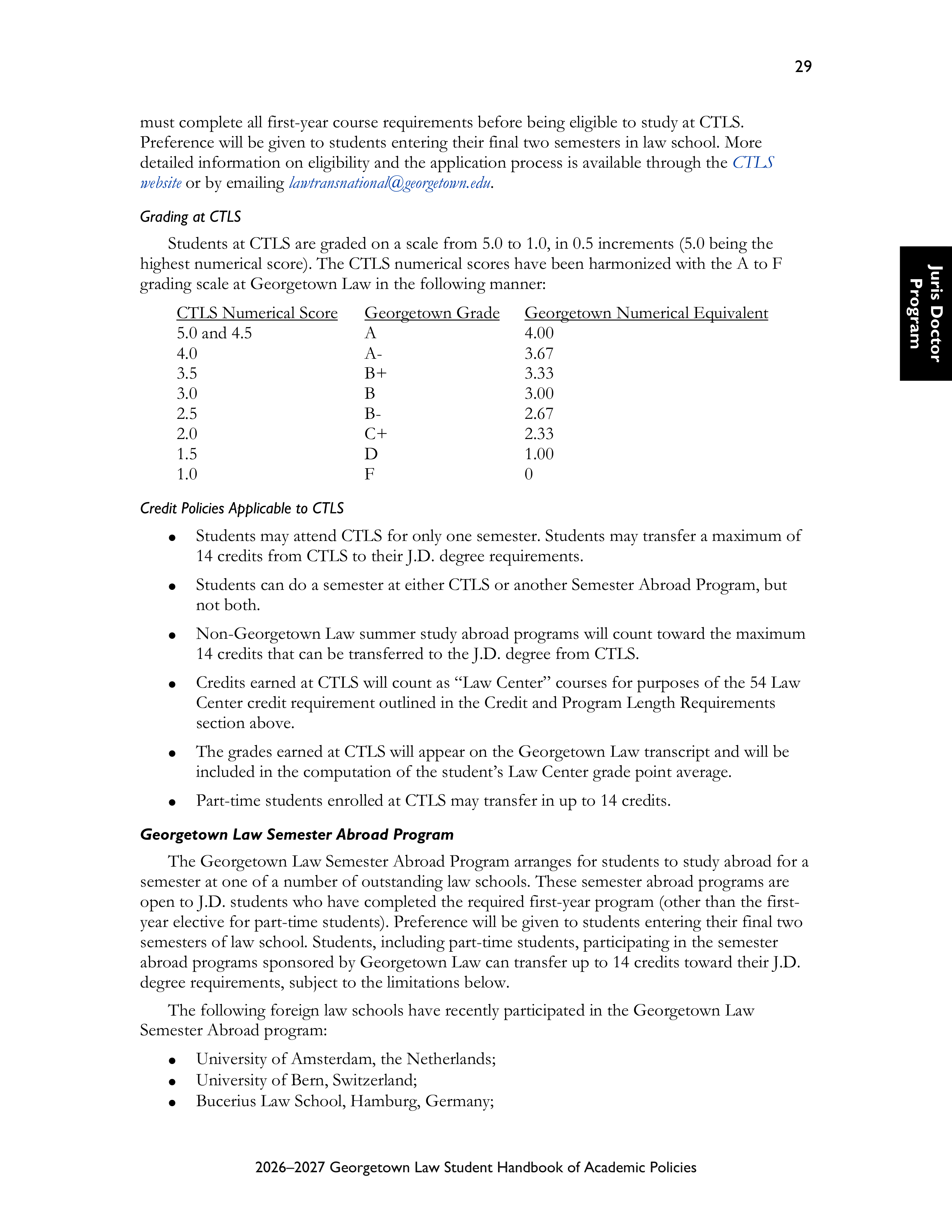 Georgetown University Law Student Handbook of Academic Policies Handbook — page 35