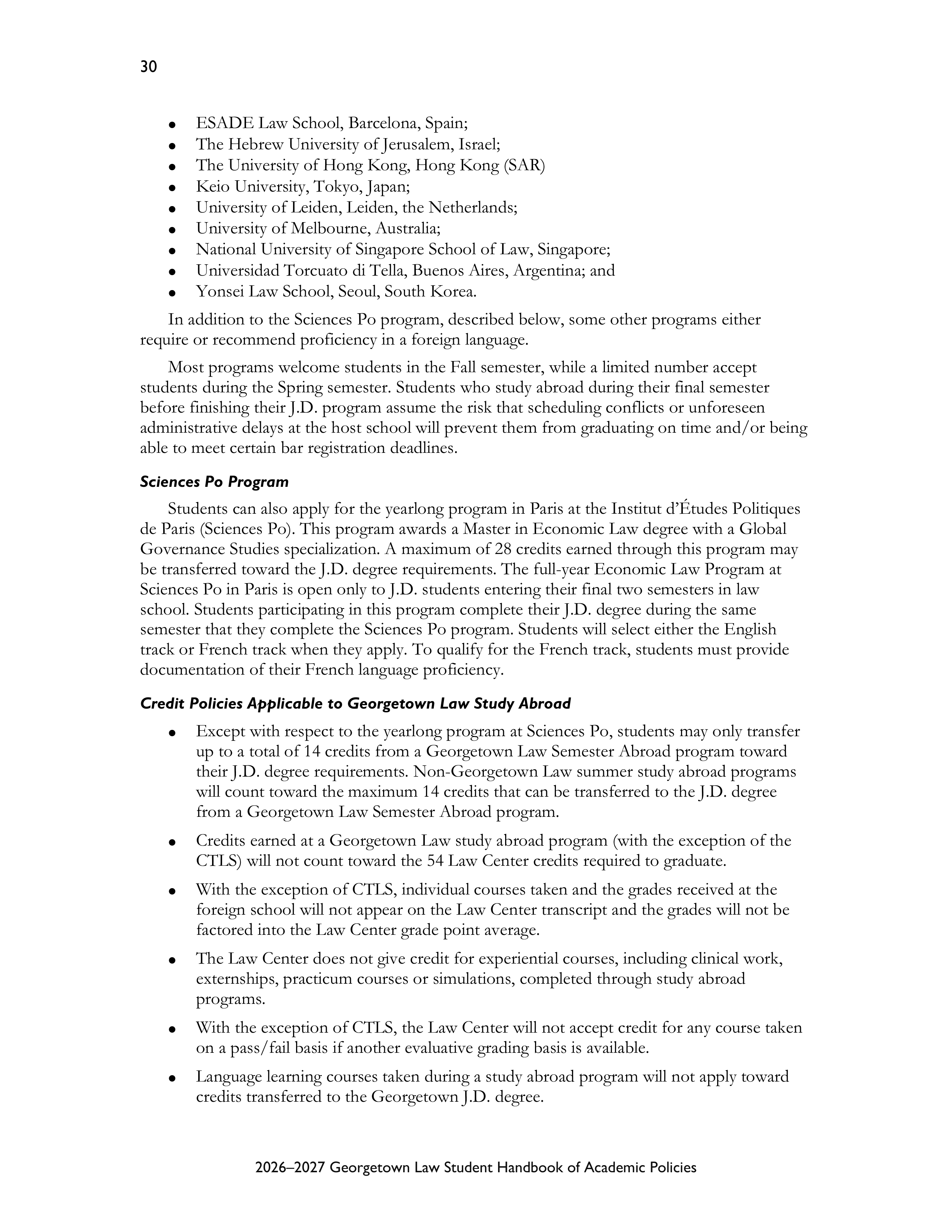 Georgetown University Law Student Handbook of Academic Policies Handbook — page 36