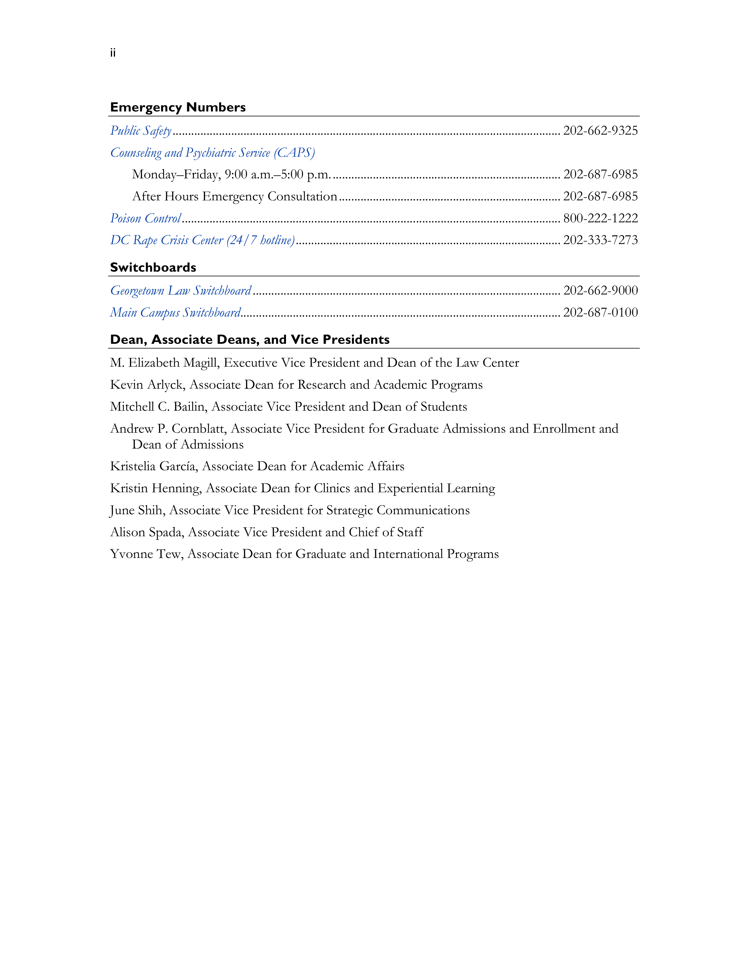 Georgetown University Law Student Handbook of Academic Policies Handbook — page 4