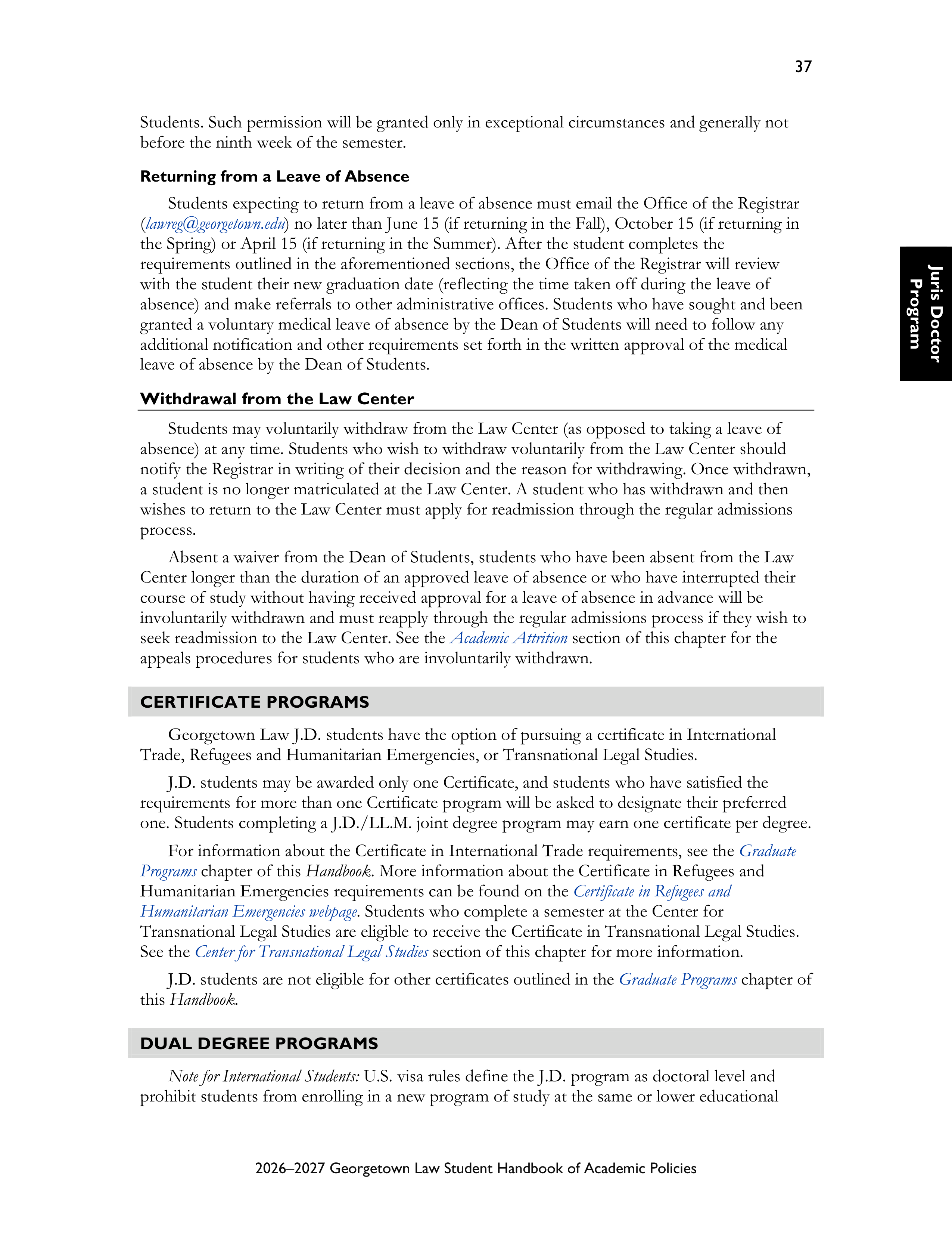 Georgetown University Law Student Handbook of Academic Policies Handbook — page 43