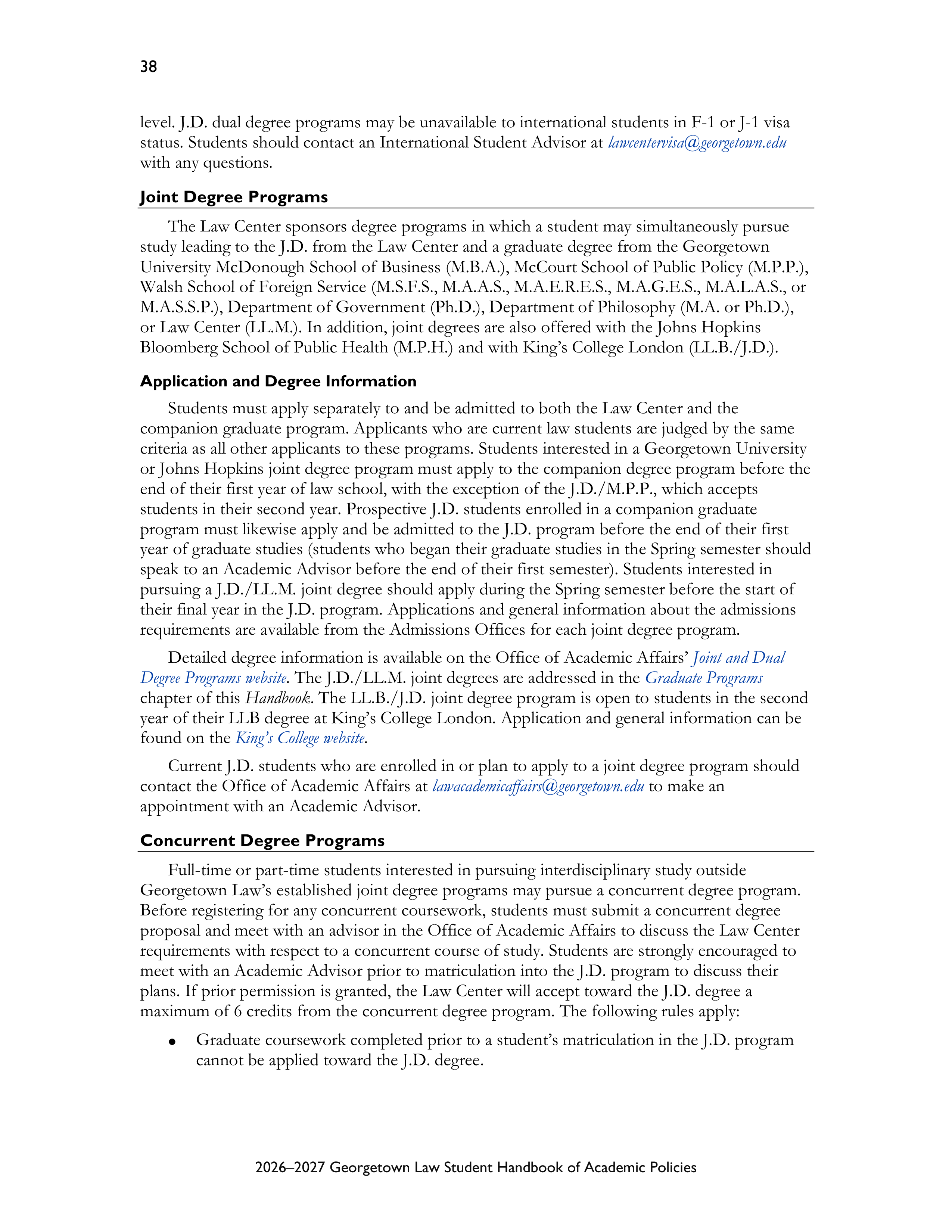 Georgetown University Law Student Handbook of Academic Policies Handbook — page 44