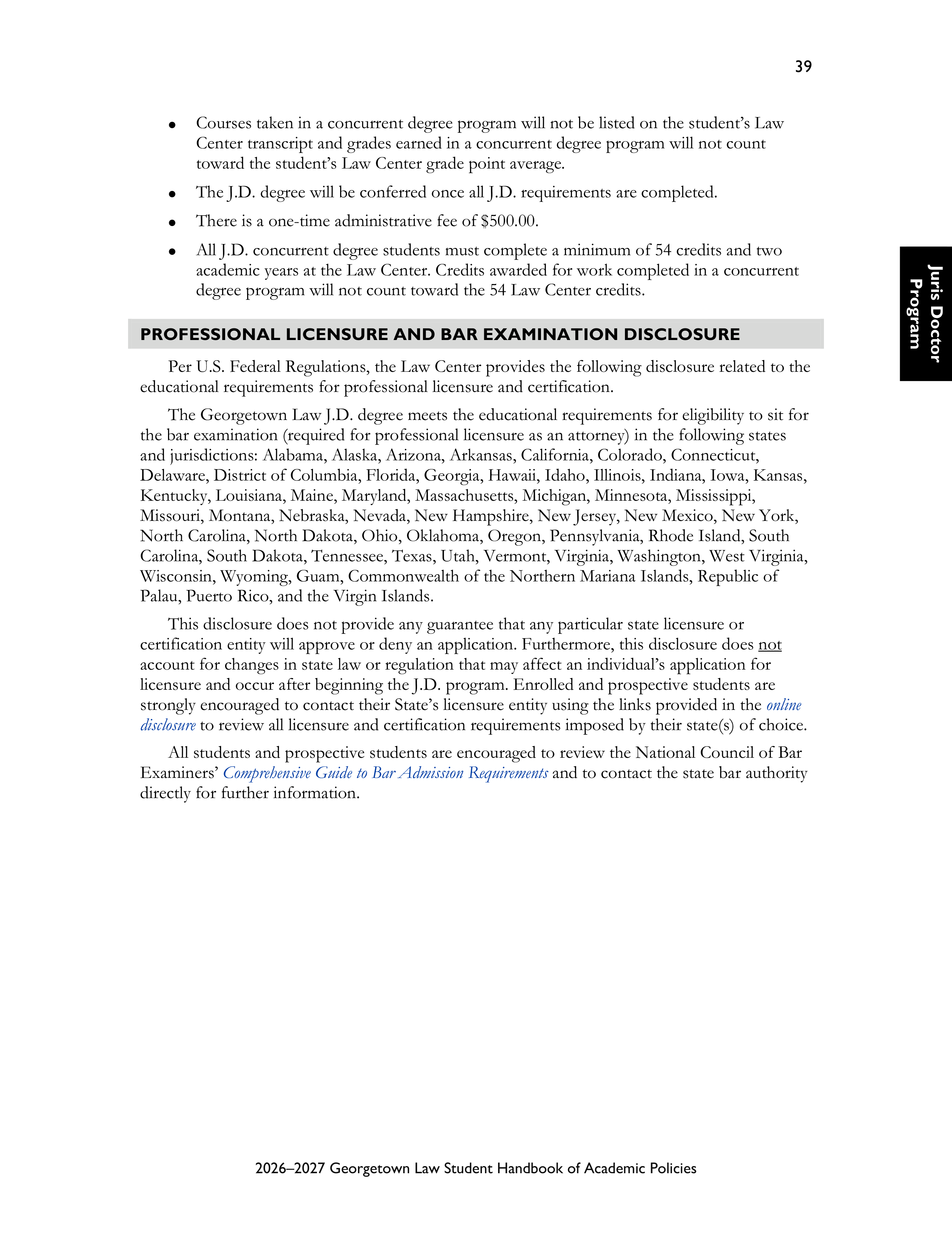 Georgetown University Law Student Handbook of Academic Policies Handbook — page 45