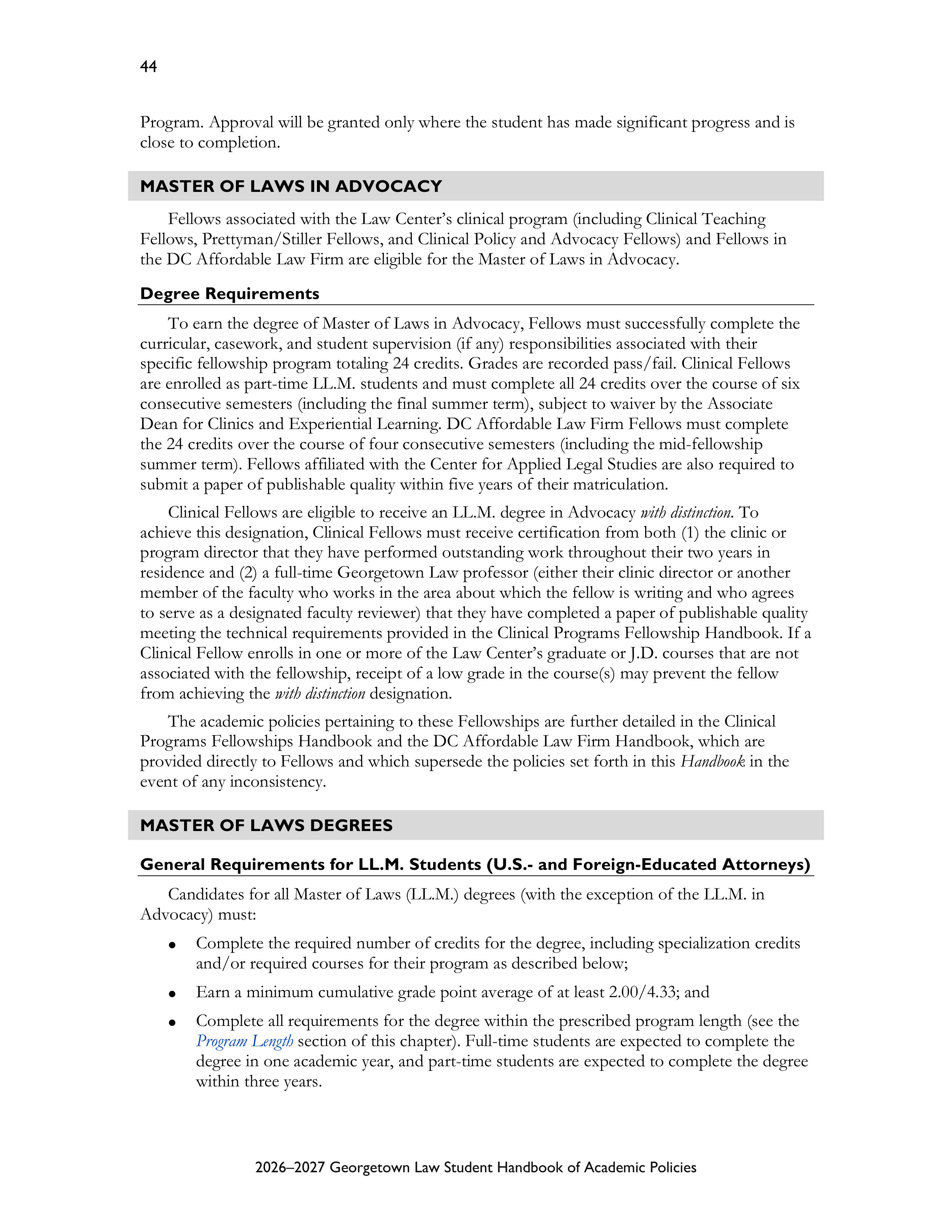 Georgetown University Law Student Handbook of Academic Policies Handbook — page 50