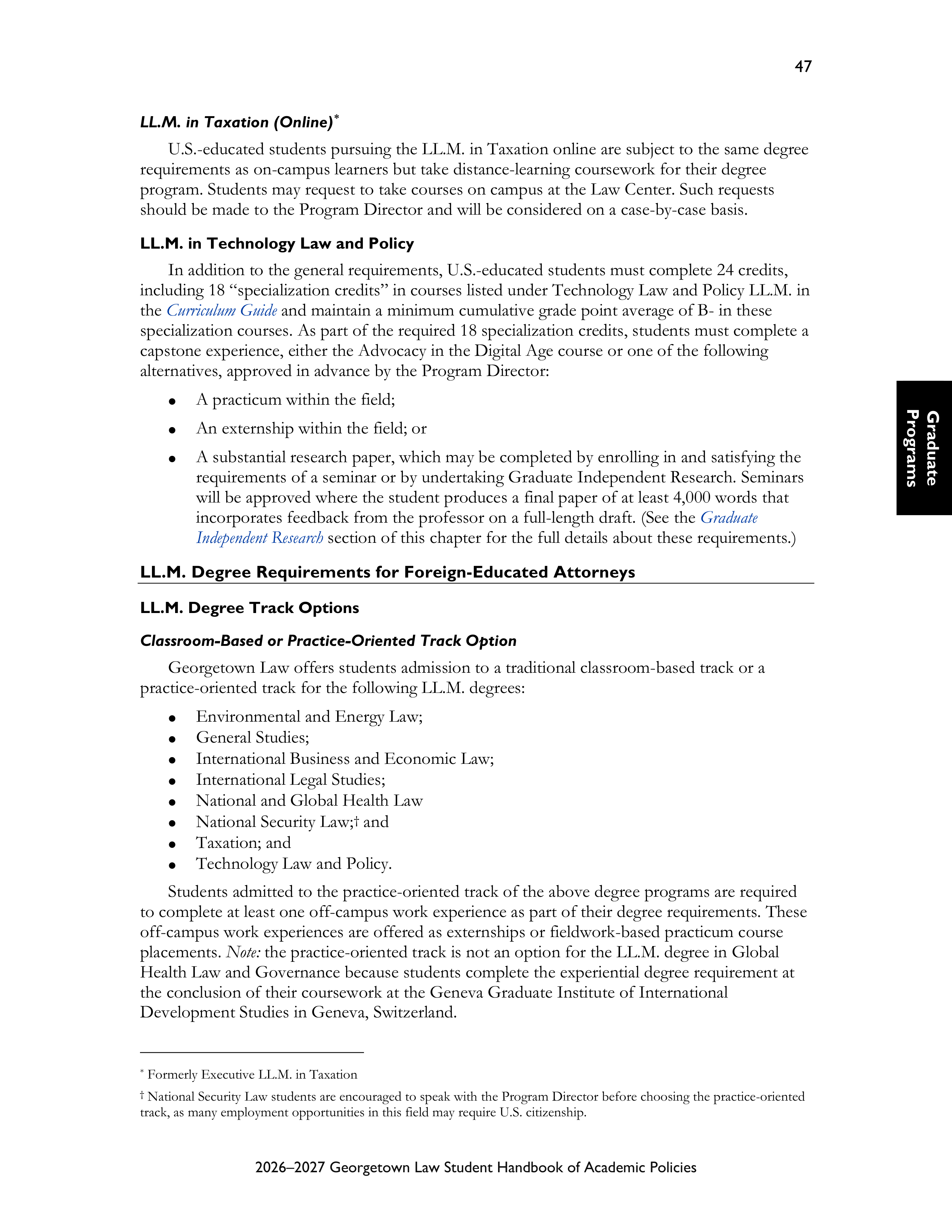 Georgetown University Law Student Handbook of Academic Policies Handbook — page 53