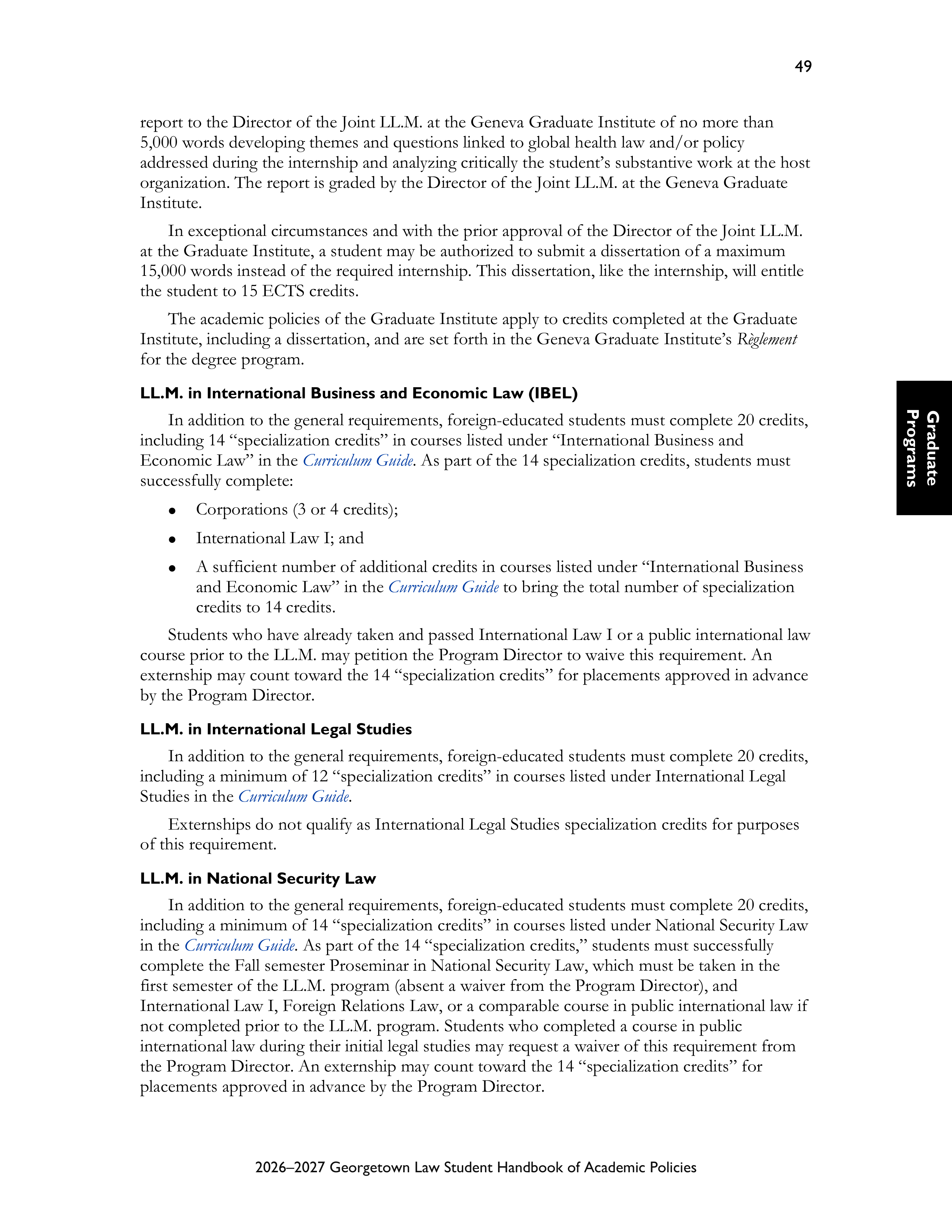 Georgetown University Law Student Handbook of Academic Policies Handbook — page 55