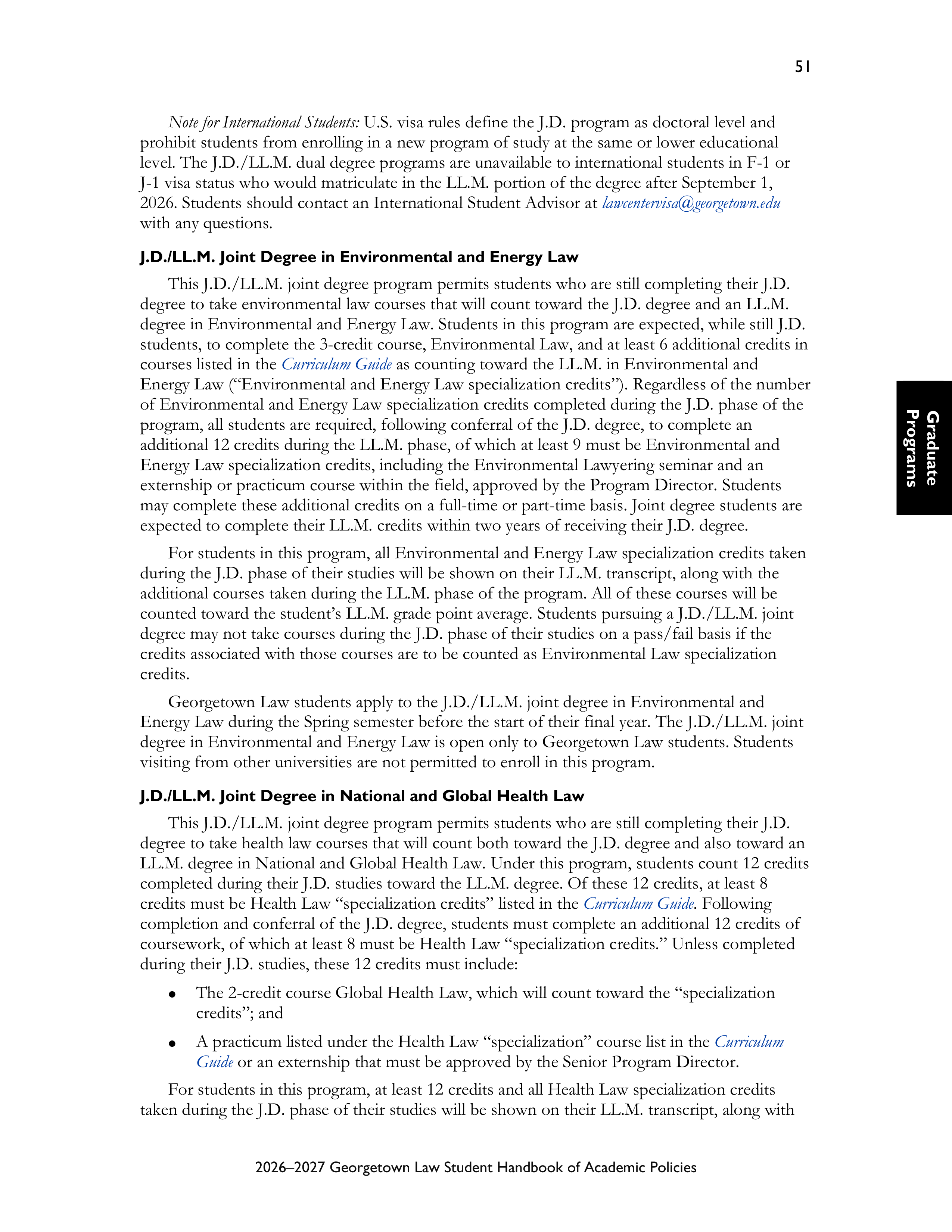 Georgetown University Law Student Handbook of Academic Policies Handbook — page 57