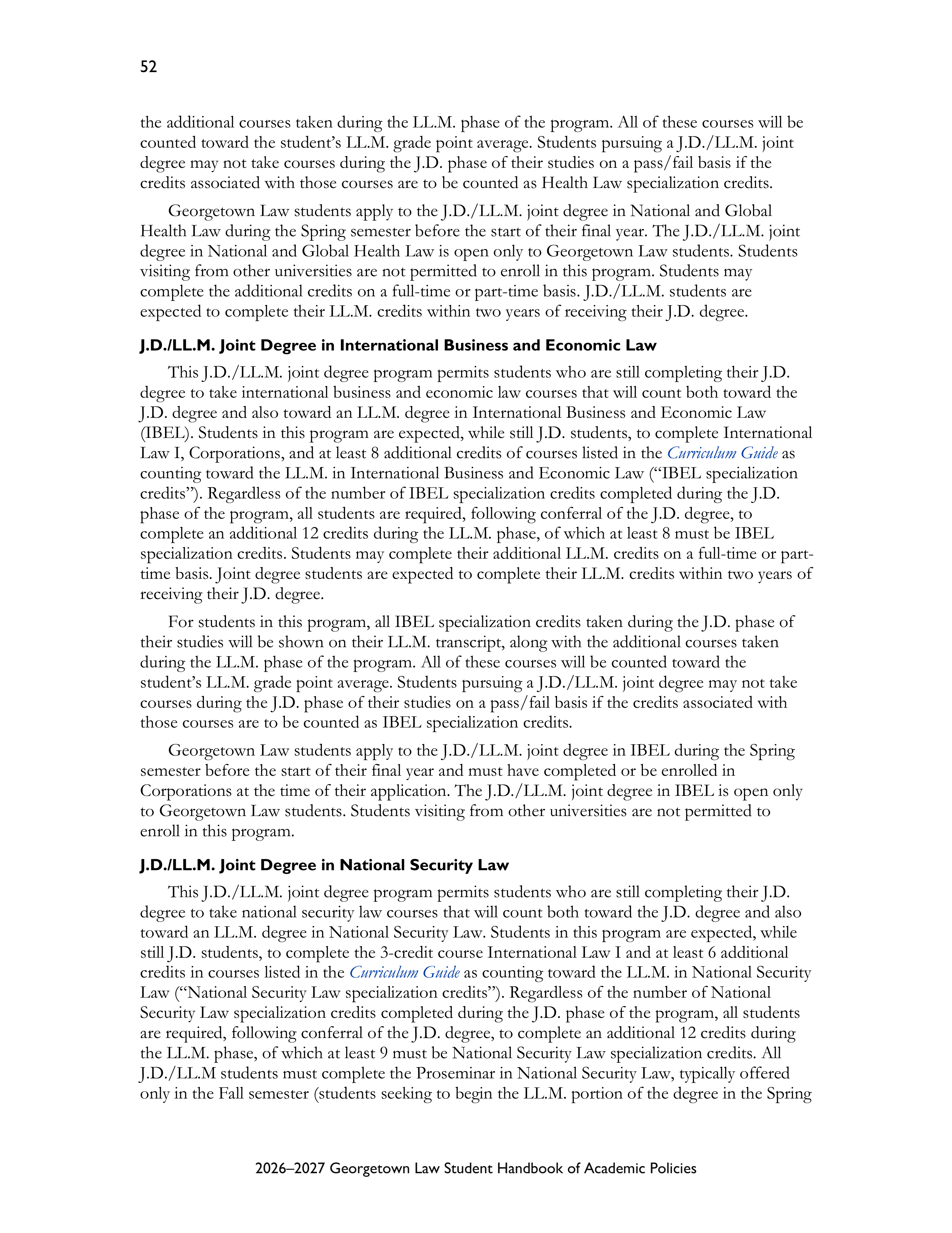 Georgetown University Law Student Handbook of Academic Policies Handbook — page 58