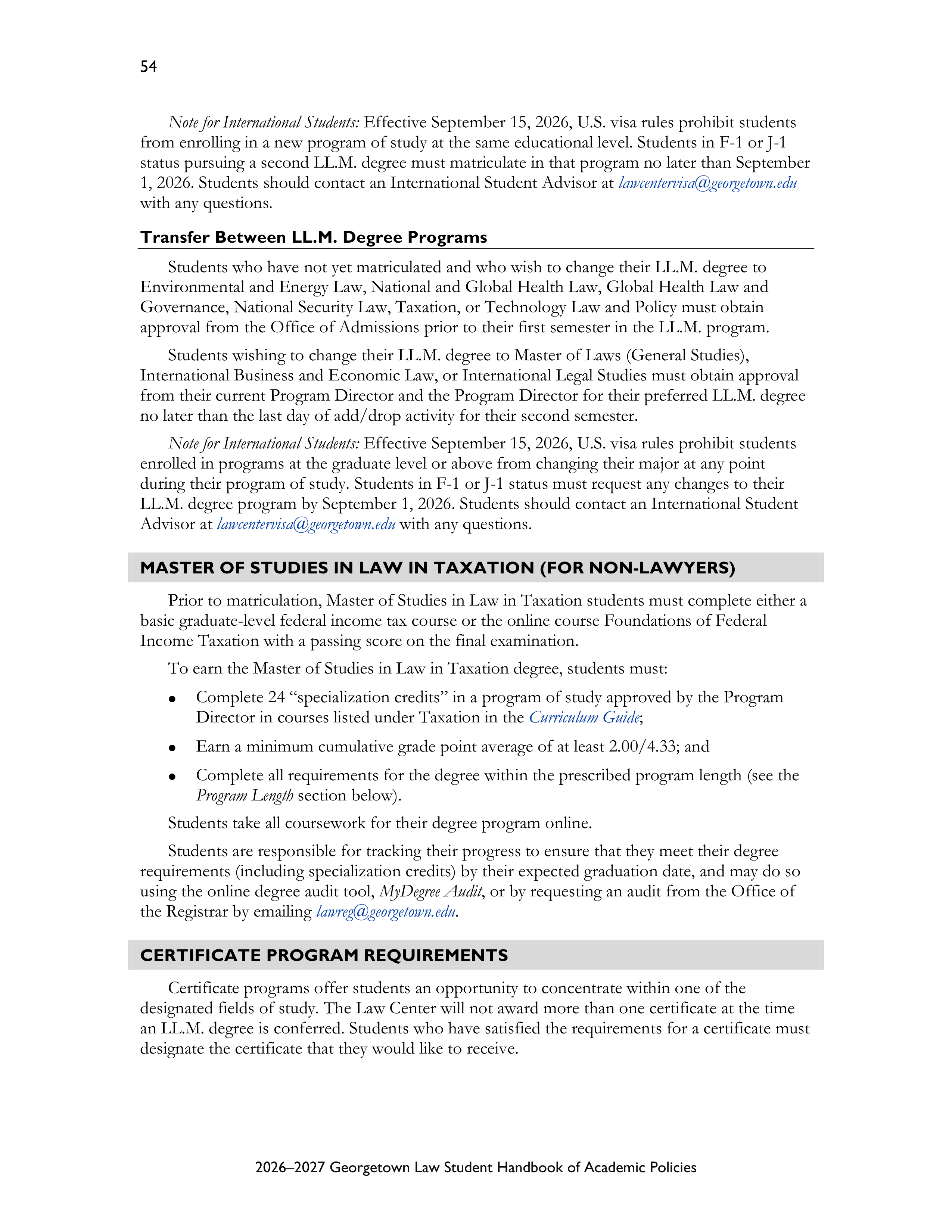 Georgetown University Law Student Handbook of Academic Policies Handbook — page 60