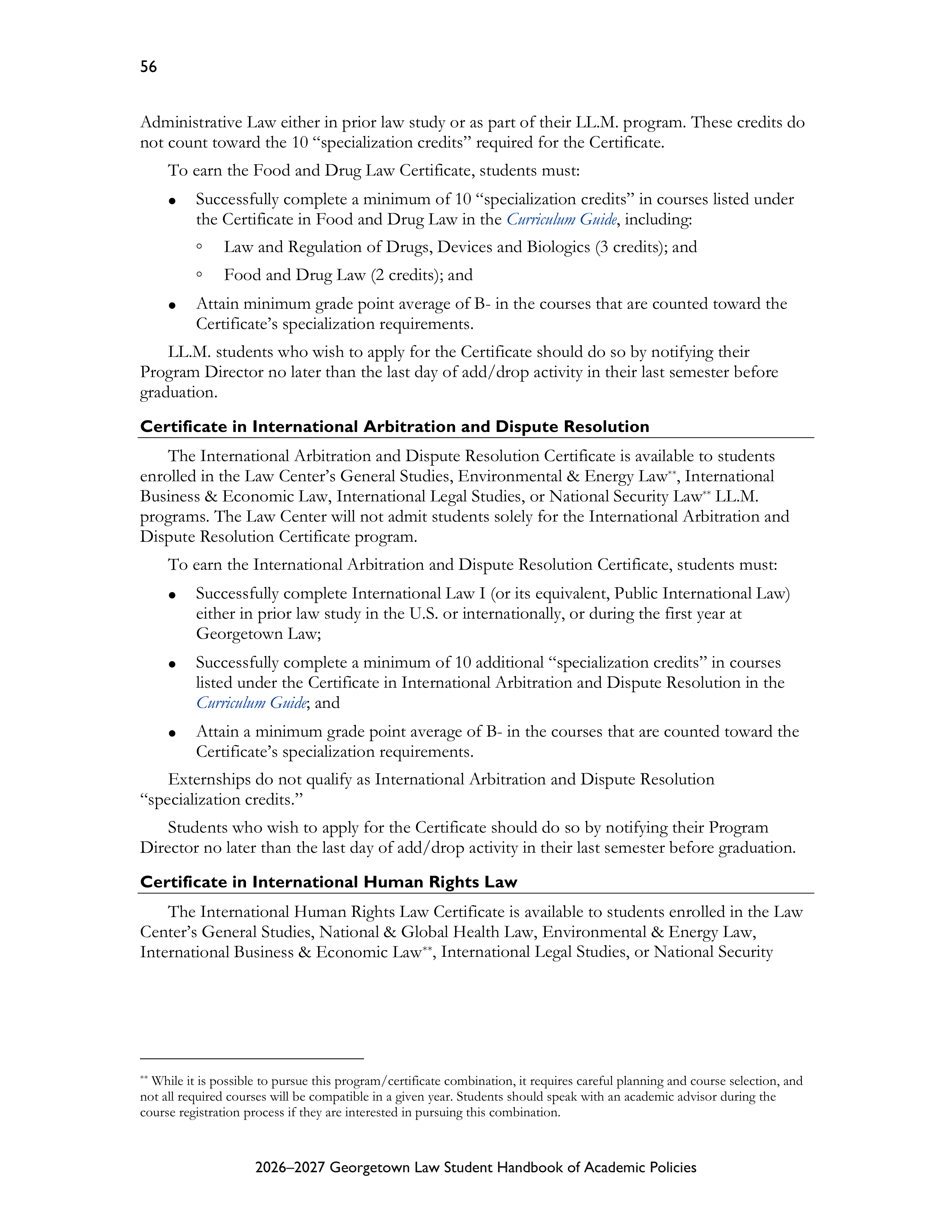 Georgetown University Law Student Handbook of Academic Policies Handbook — page 62