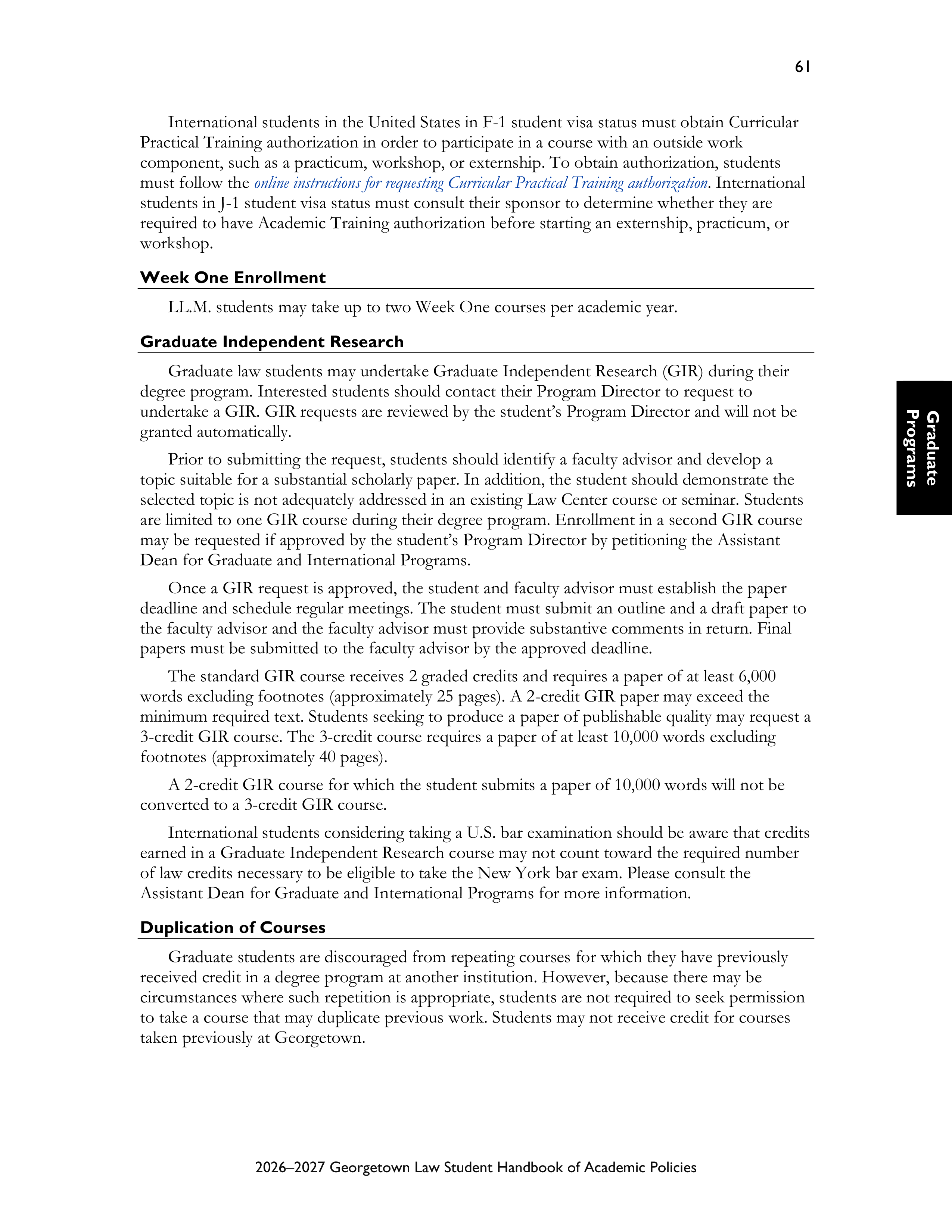 Georgetown University Law Student Handbook of Academic Policies Handbook — page 67
