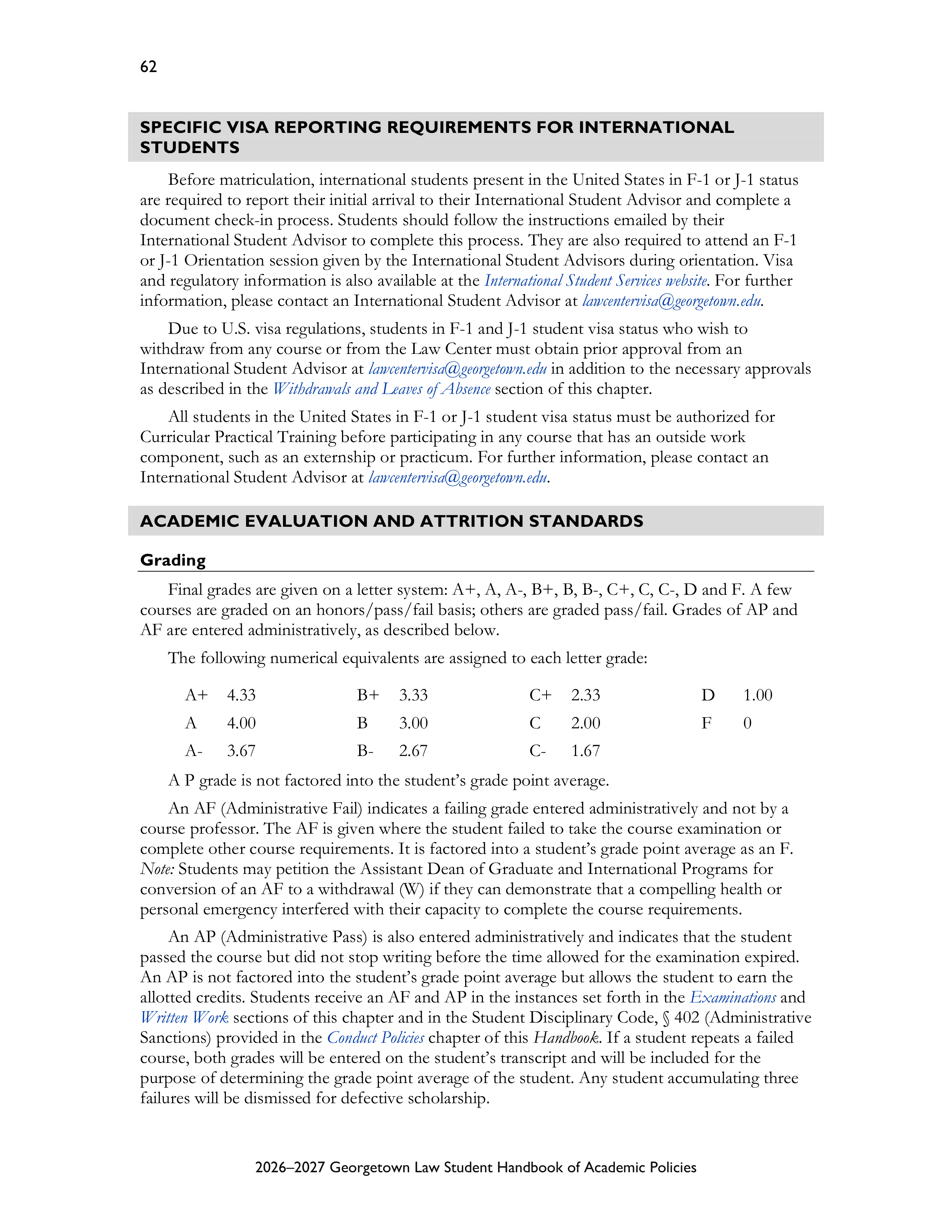 Georgetown University Law Student Handbook of Academic Policies Handbook — page 68