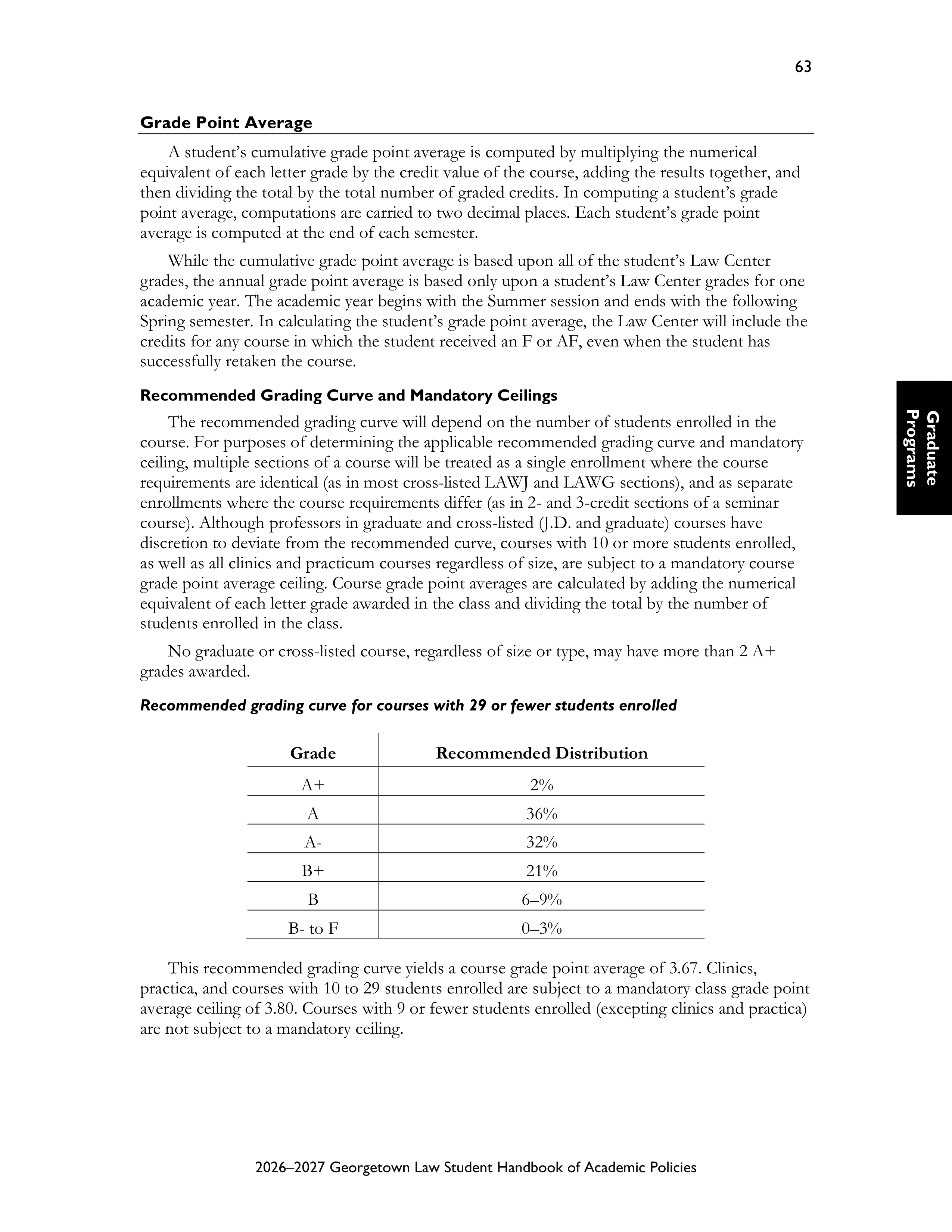 Georgetown University Law Student Handbook of Academic Policies Handbook — page 69