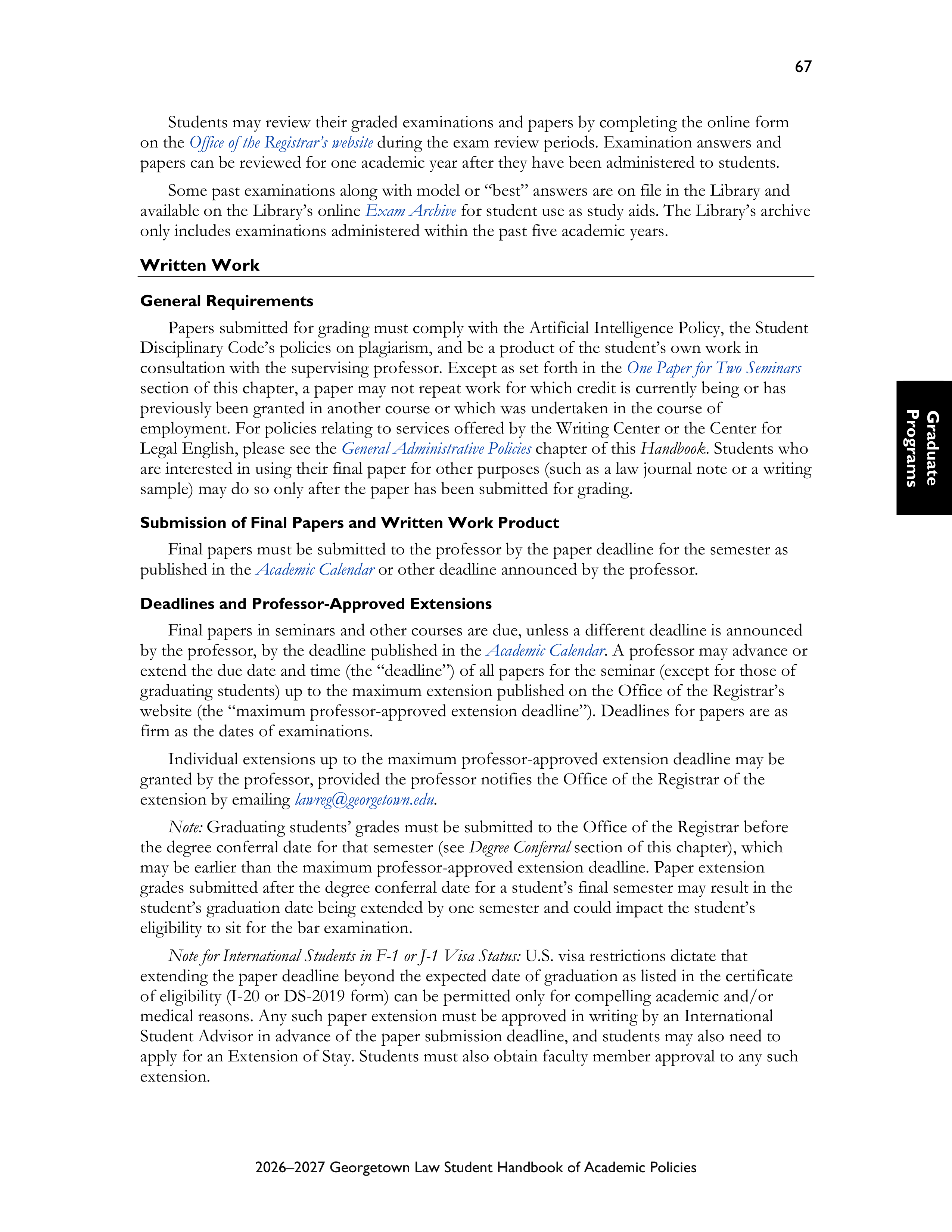 Georgetown University Law Student Handbook of Academic Policies Handbook — page 73