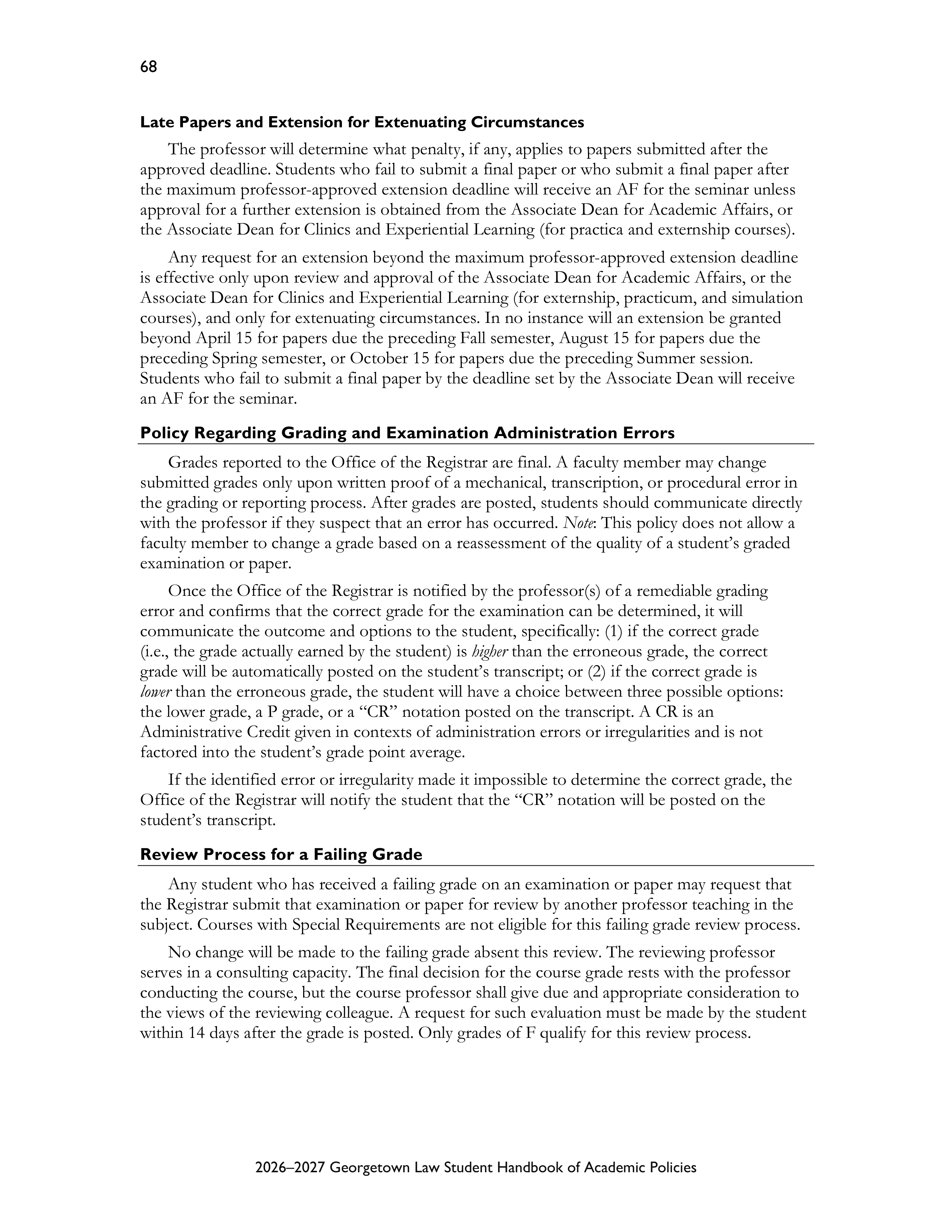 Georgetown University Law Student Handbook of Academic Policies Handbook — page 74
