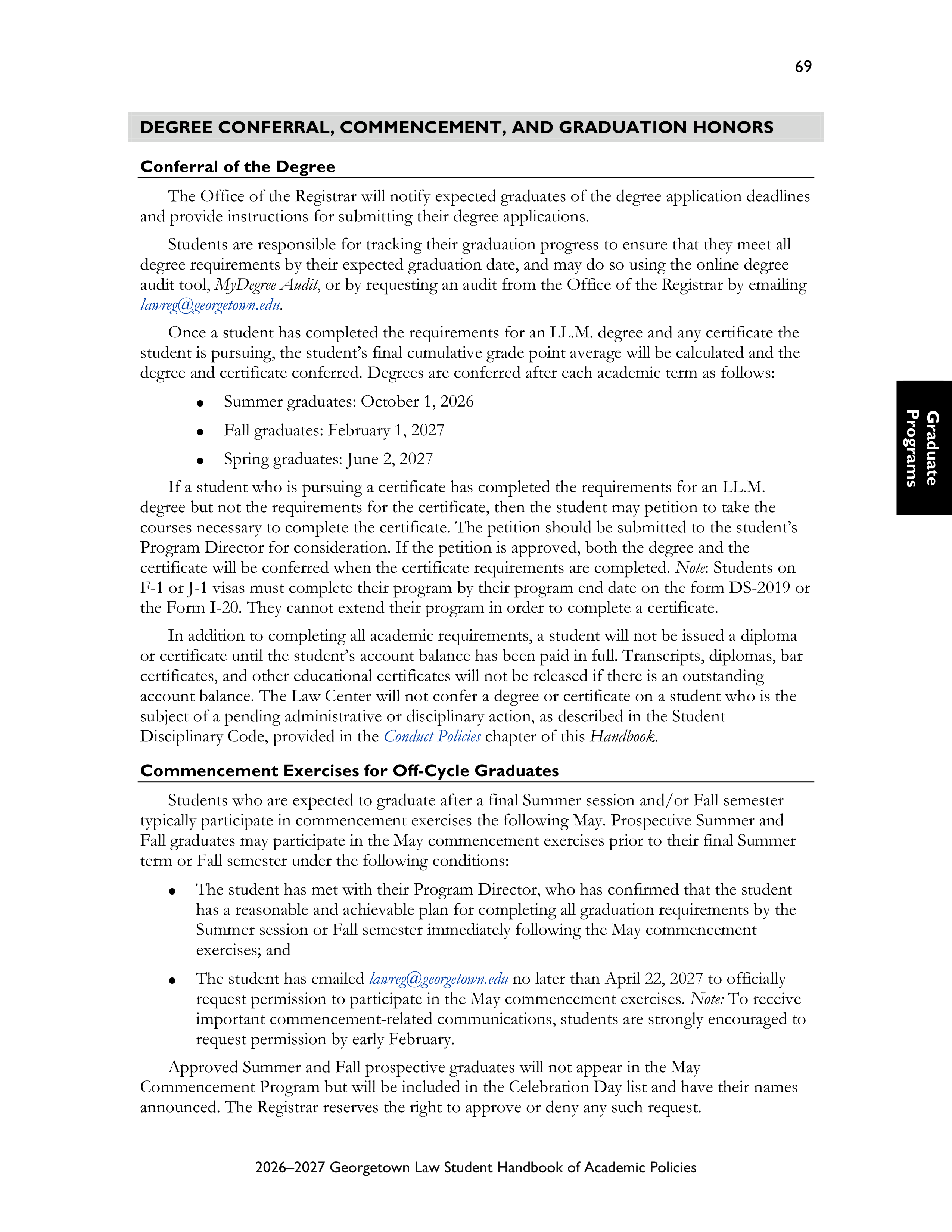 Georgetown University Law Student Handbook of Academic Policies Handbook — page 75