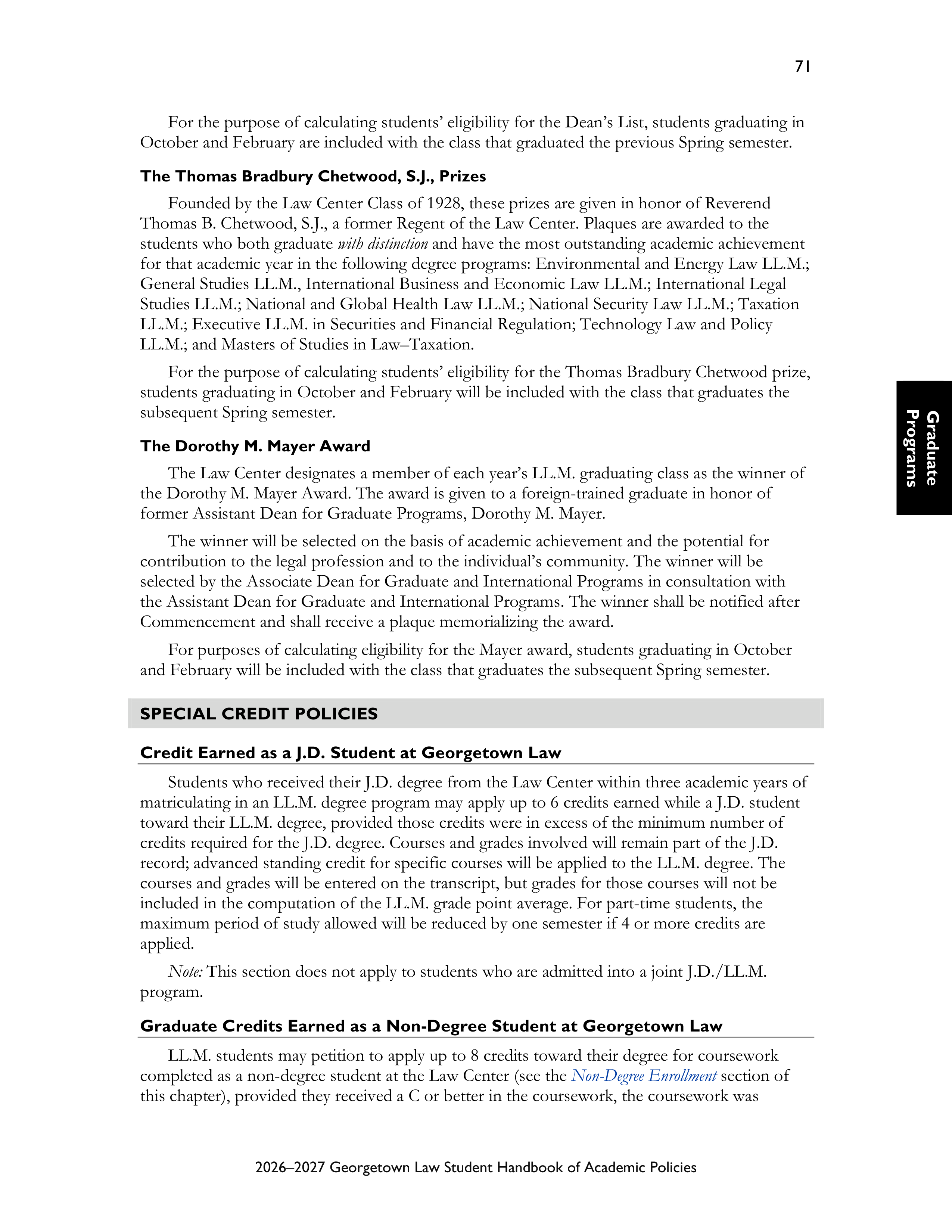 Georgetown University Law Student Handbook of Academic Policies Handbook — page 77