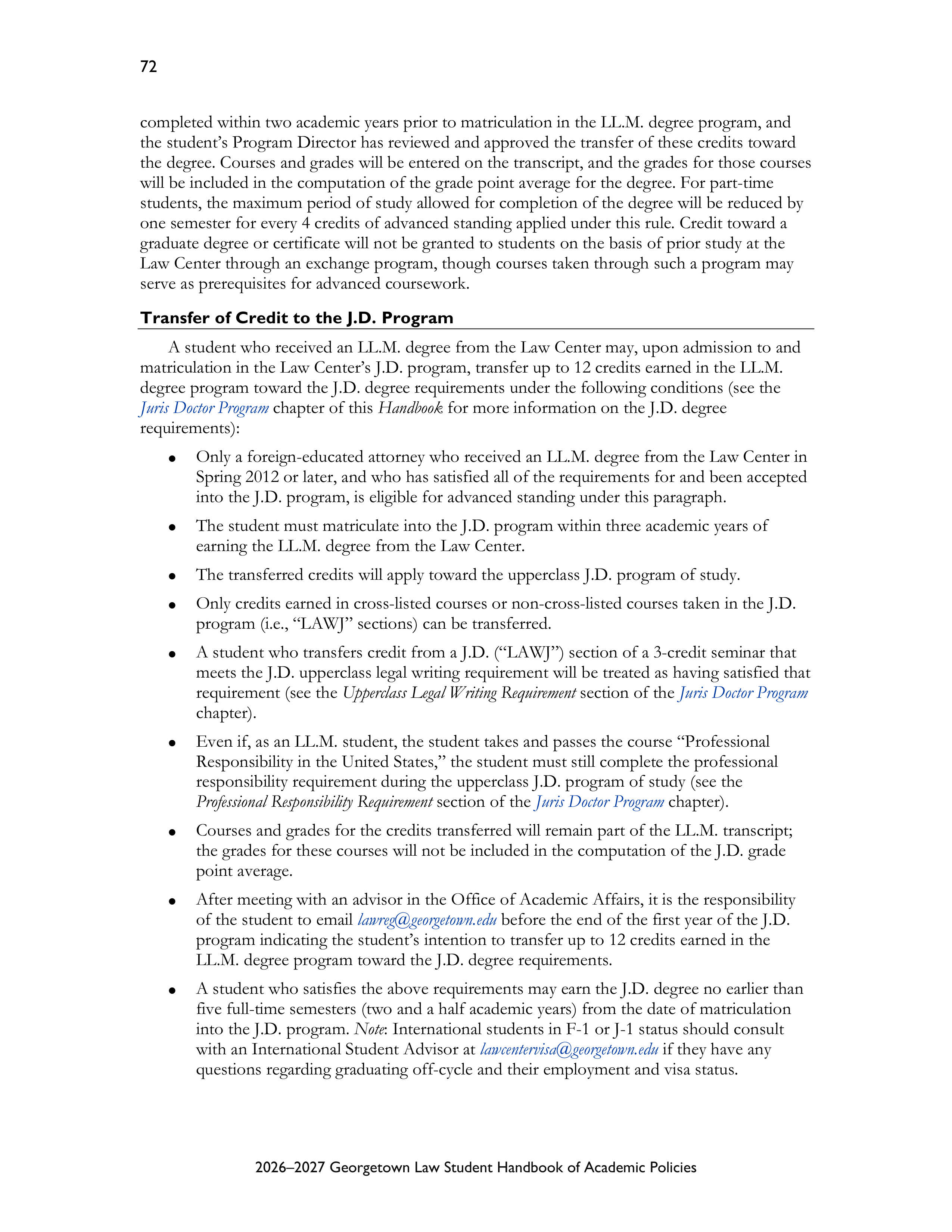 Georgetown University Law Student Handbook of Academic Policies Handbook — page 78