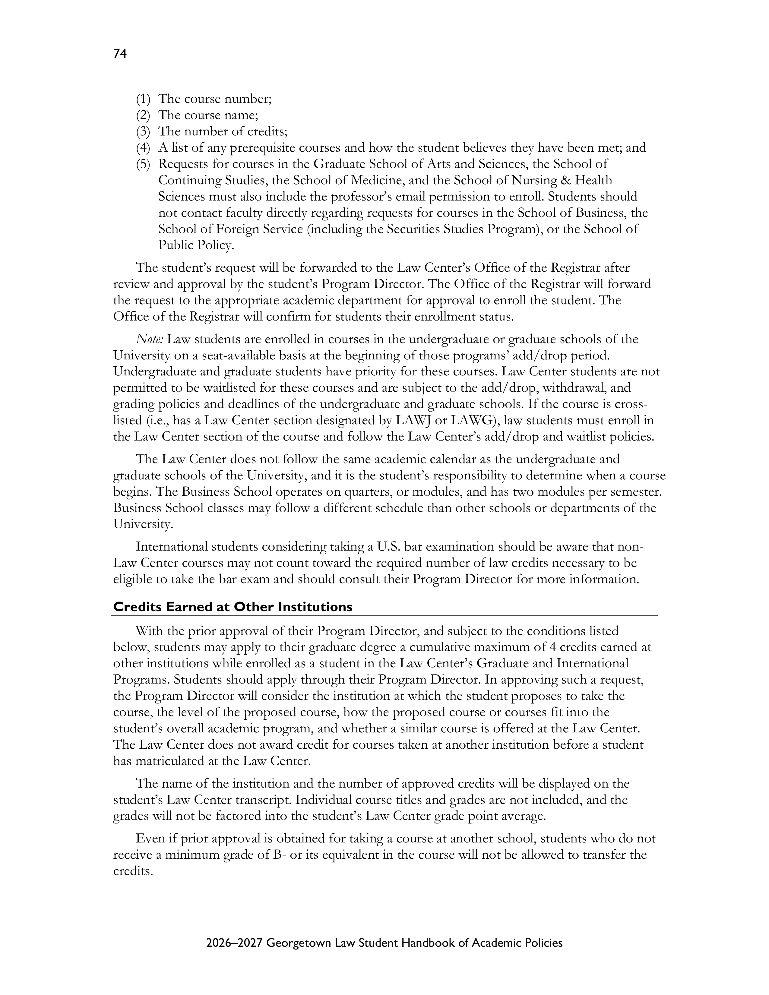 Georgetown University Law Student Handbook of Academic Policies Handbook — page 80
