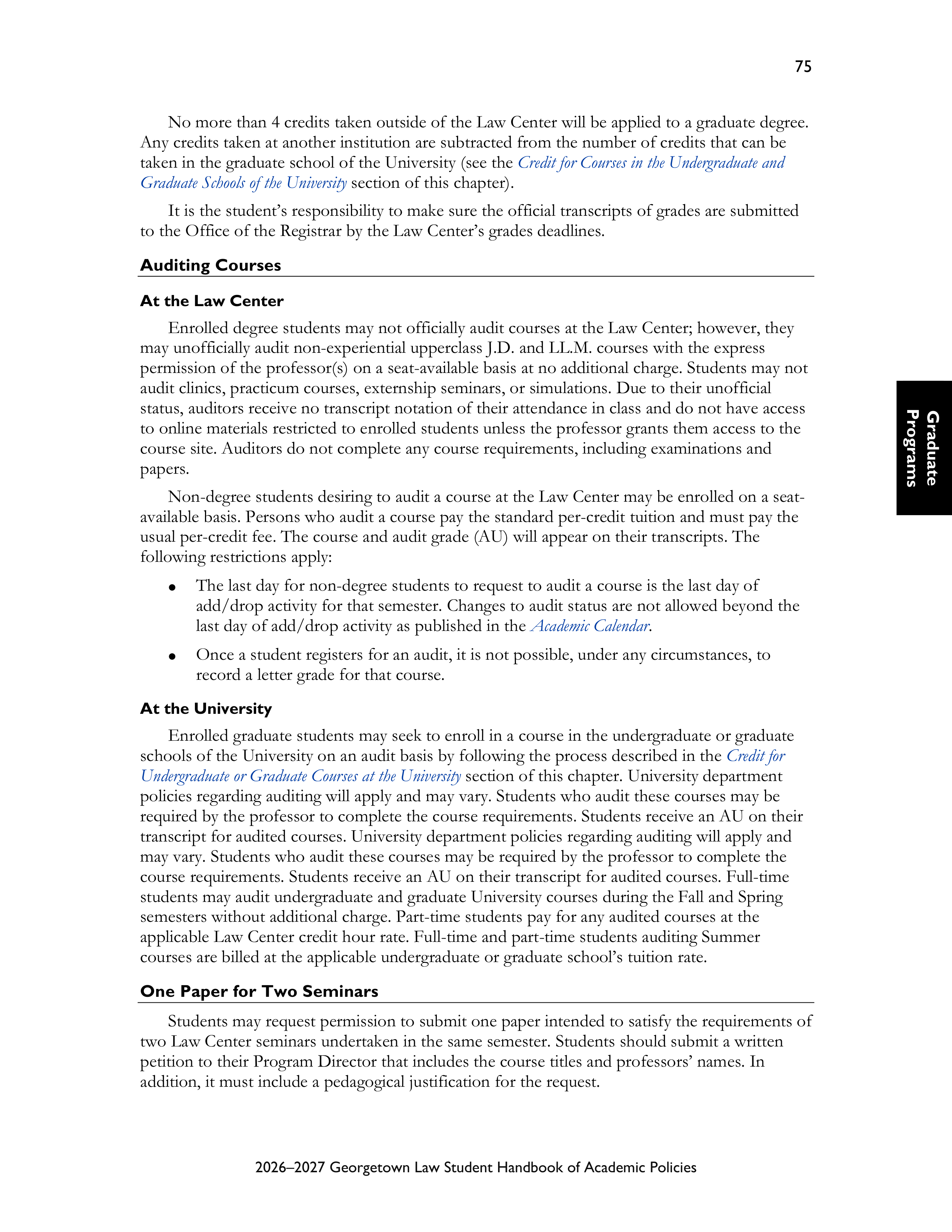 Georgetown University Law Student Handbook of Academic Policies Handbook — page 81