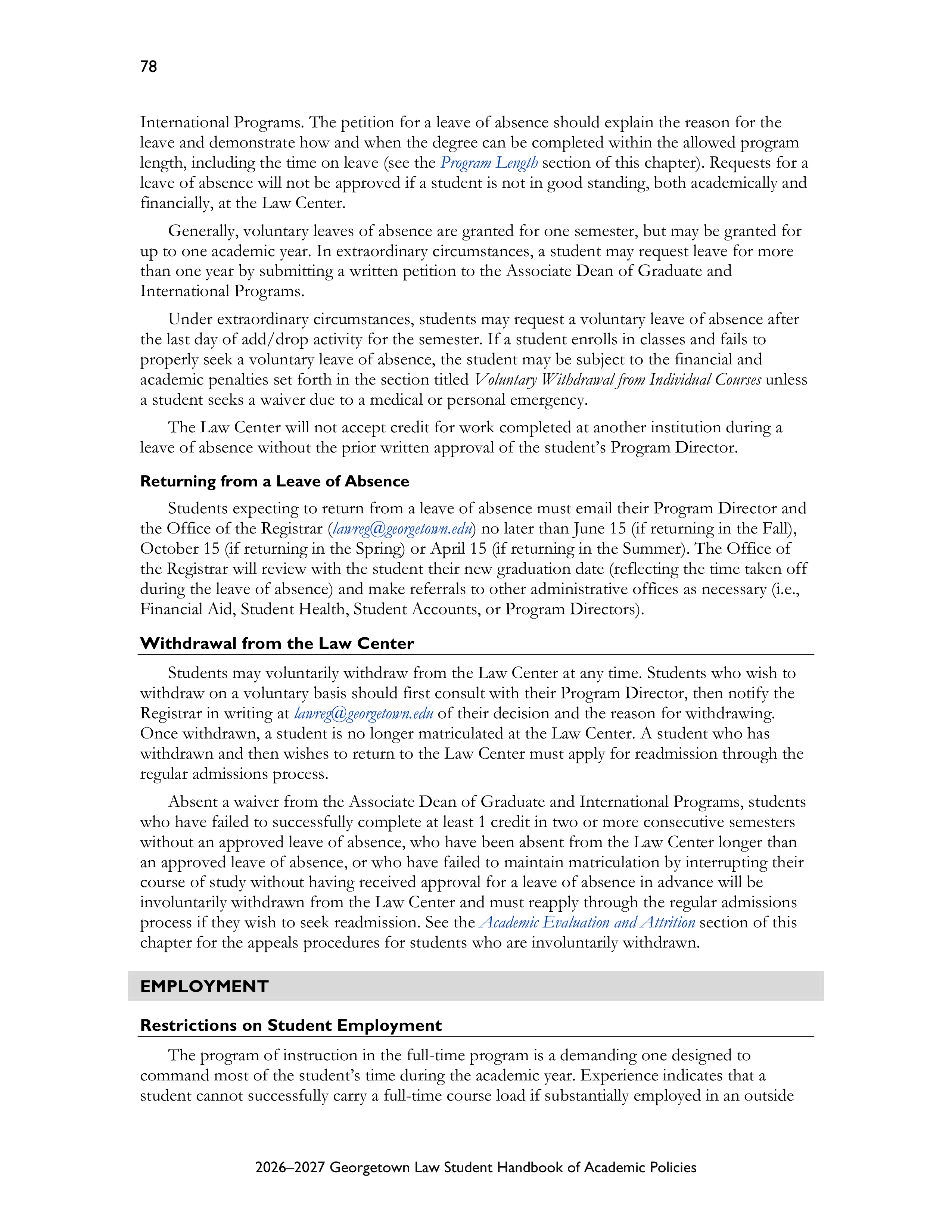 Georgetown University Law Student Handbook of Academic Policies Handbook — page 84