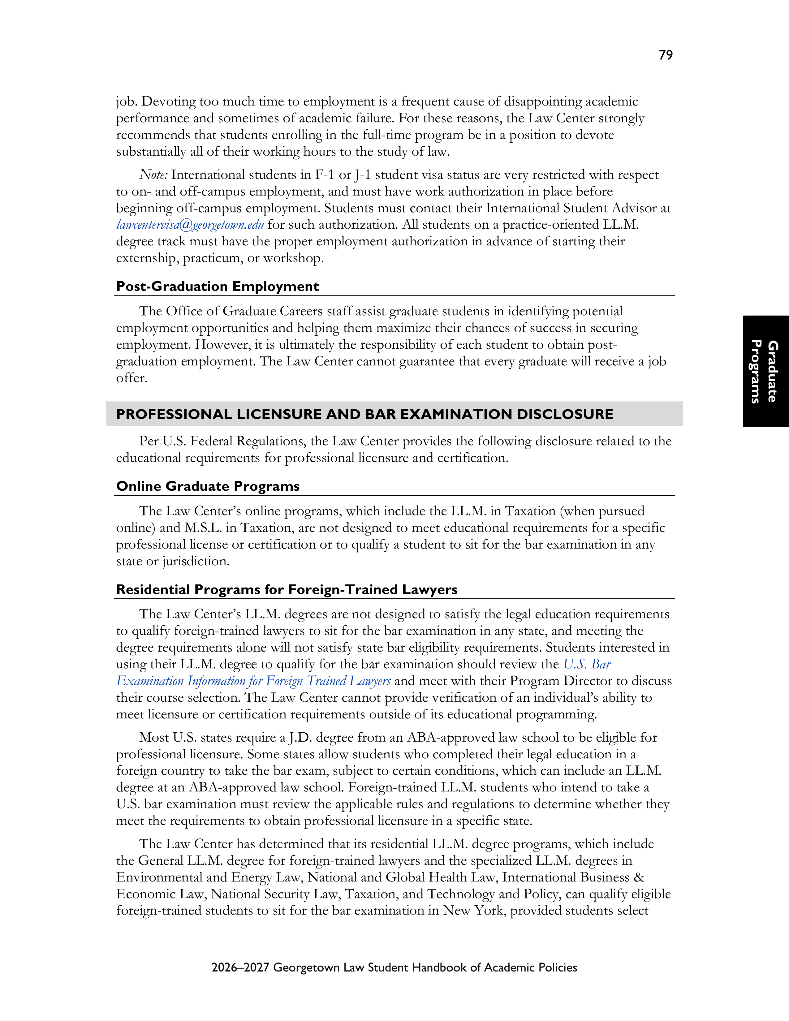 Georgetown University Law Student Handbook of Academic Policies Handbook — page 85