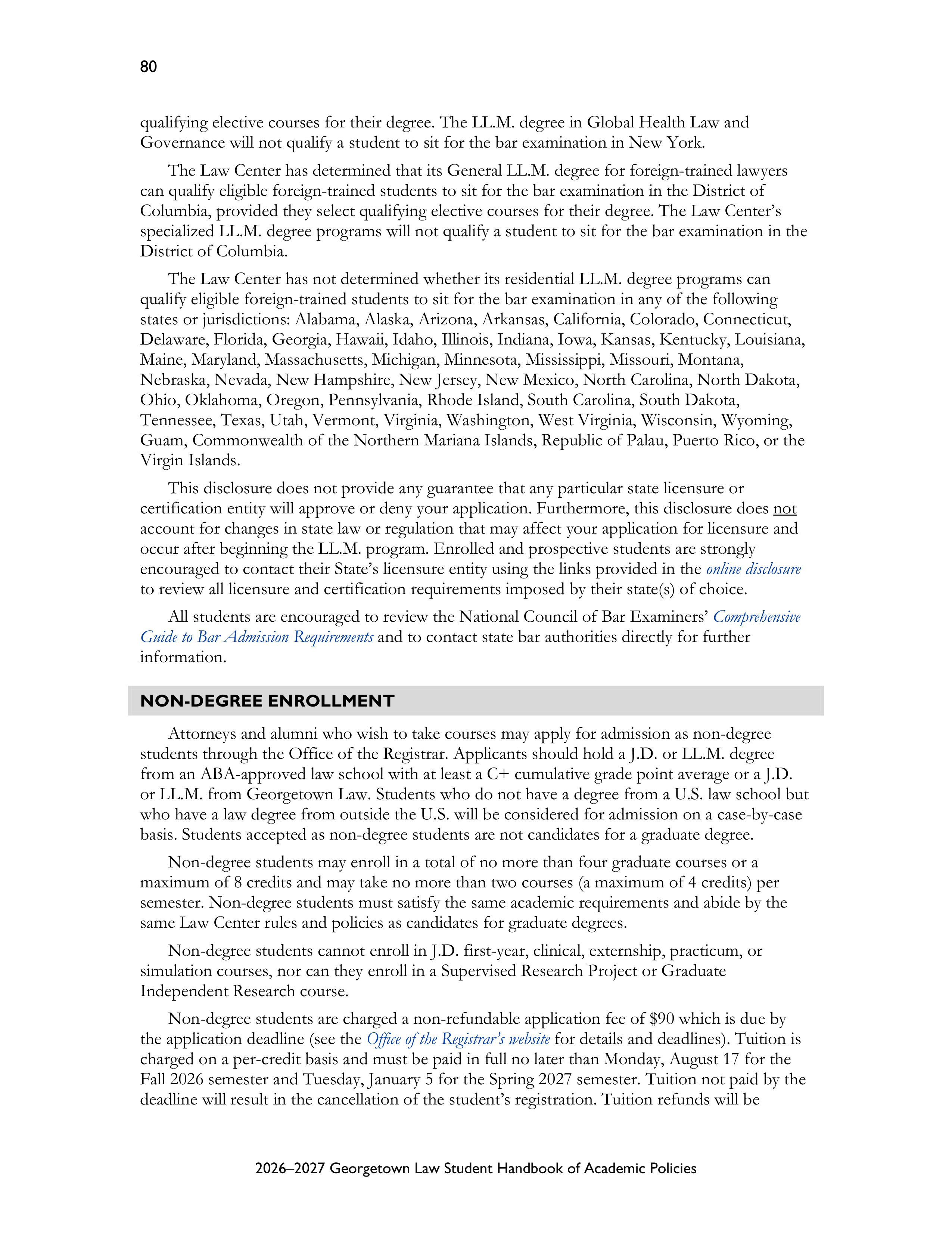 Georgetown University Law Student Handbook of Academic Policies Handbook — page 86