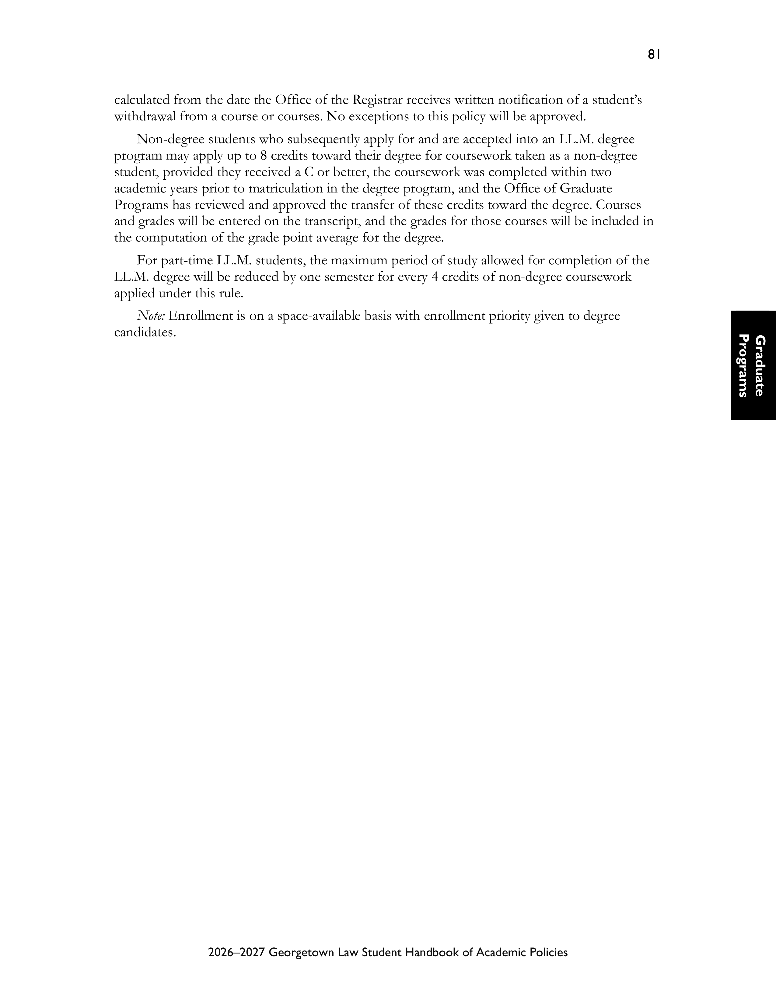 Georgetown University Law Student Handbook of Academic Policies Handbook — page 87