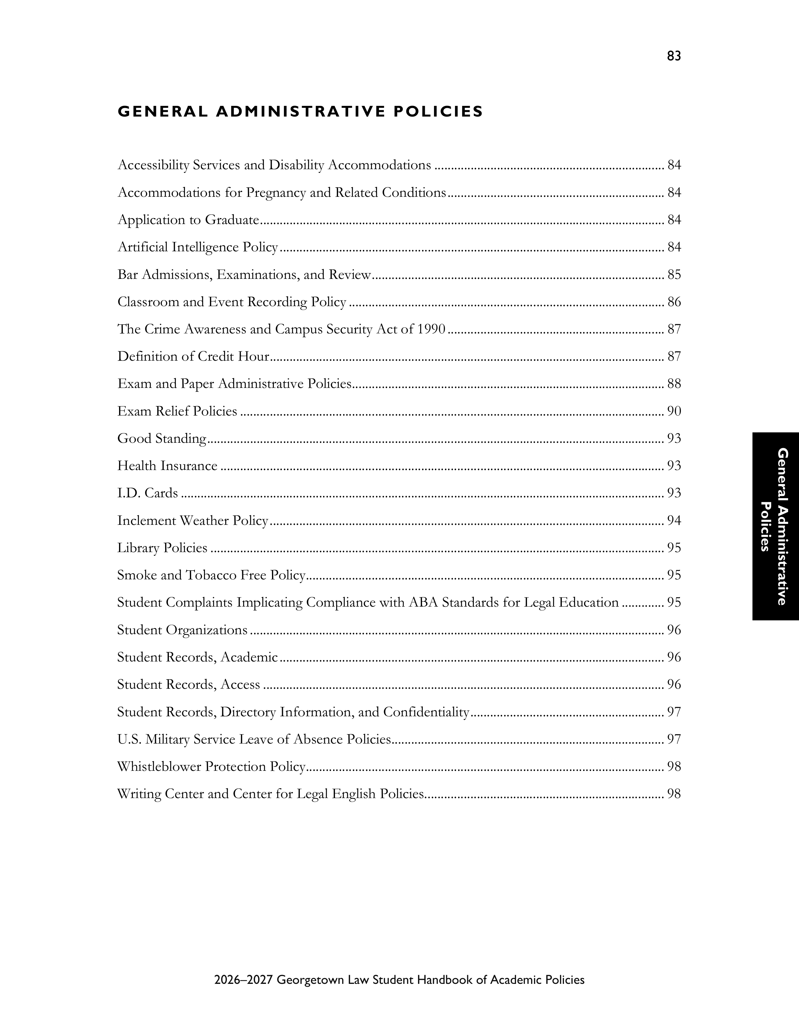 Georgetown University Law Student Handbook of Academic Policies Handbook — page 89