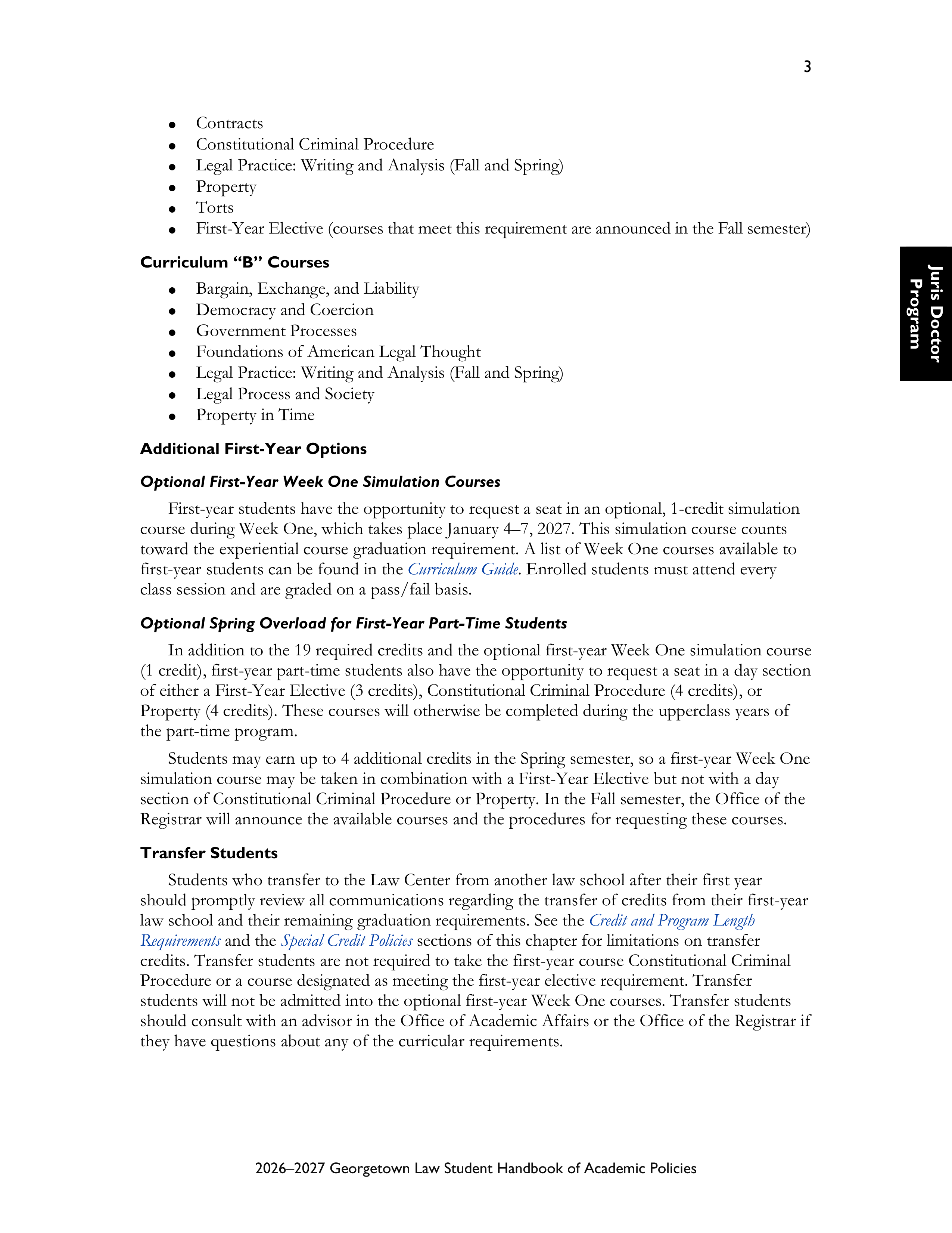Georgetown University Law Student Handbook of Academic Policies Handbook — page 9